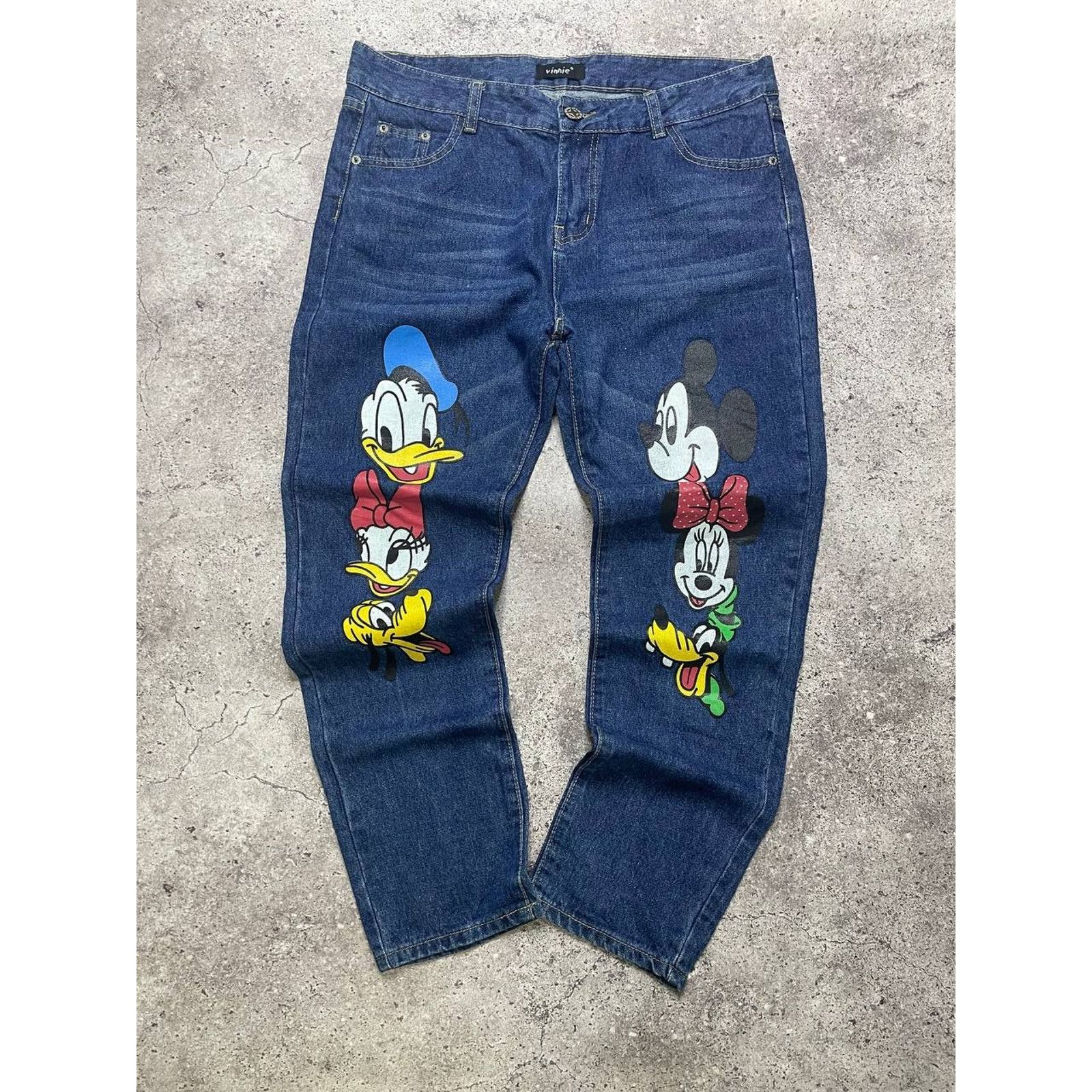 Disney Vintage Cartoon Mouse Donald Duck Jeans Size XL Disney Size US 34 / EU 50 - 1 Thumbnail
