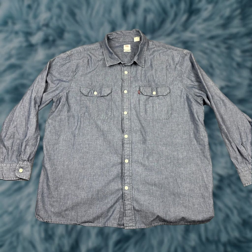 Levi's Levi Strauss Jackson Worker Denim Shirt Mens Relaxed Fit Size XXL Blue Chambray Size US XXL / EU 58 / 5 - 1 Thumbnail