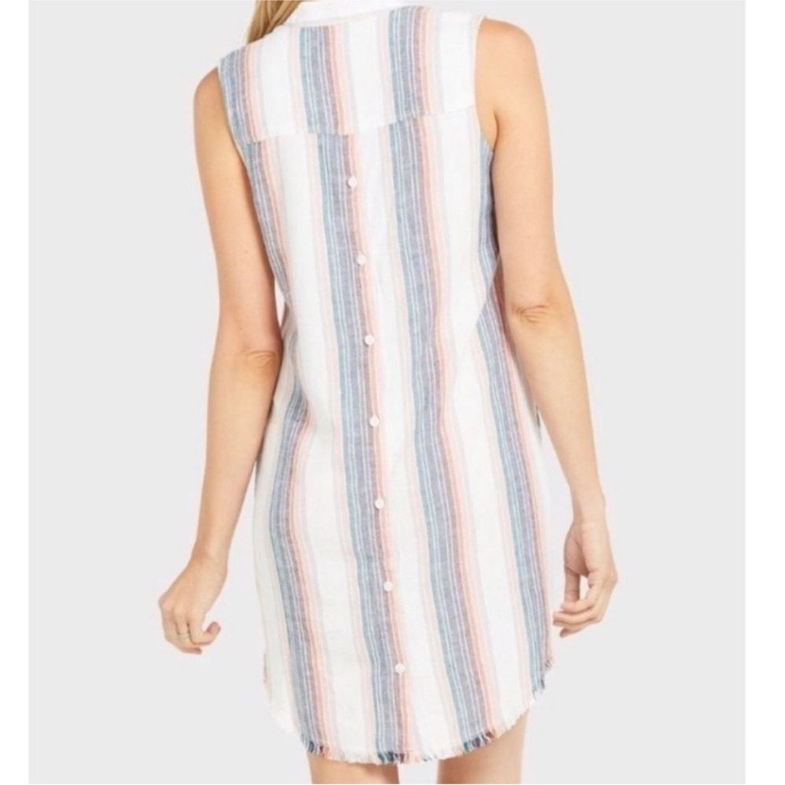 Anthropologie Anthropologie L Cloth & Stone Blue Pink Striped Mini Dress Size L / US 10 / IT 46 - 9 Thumbnail