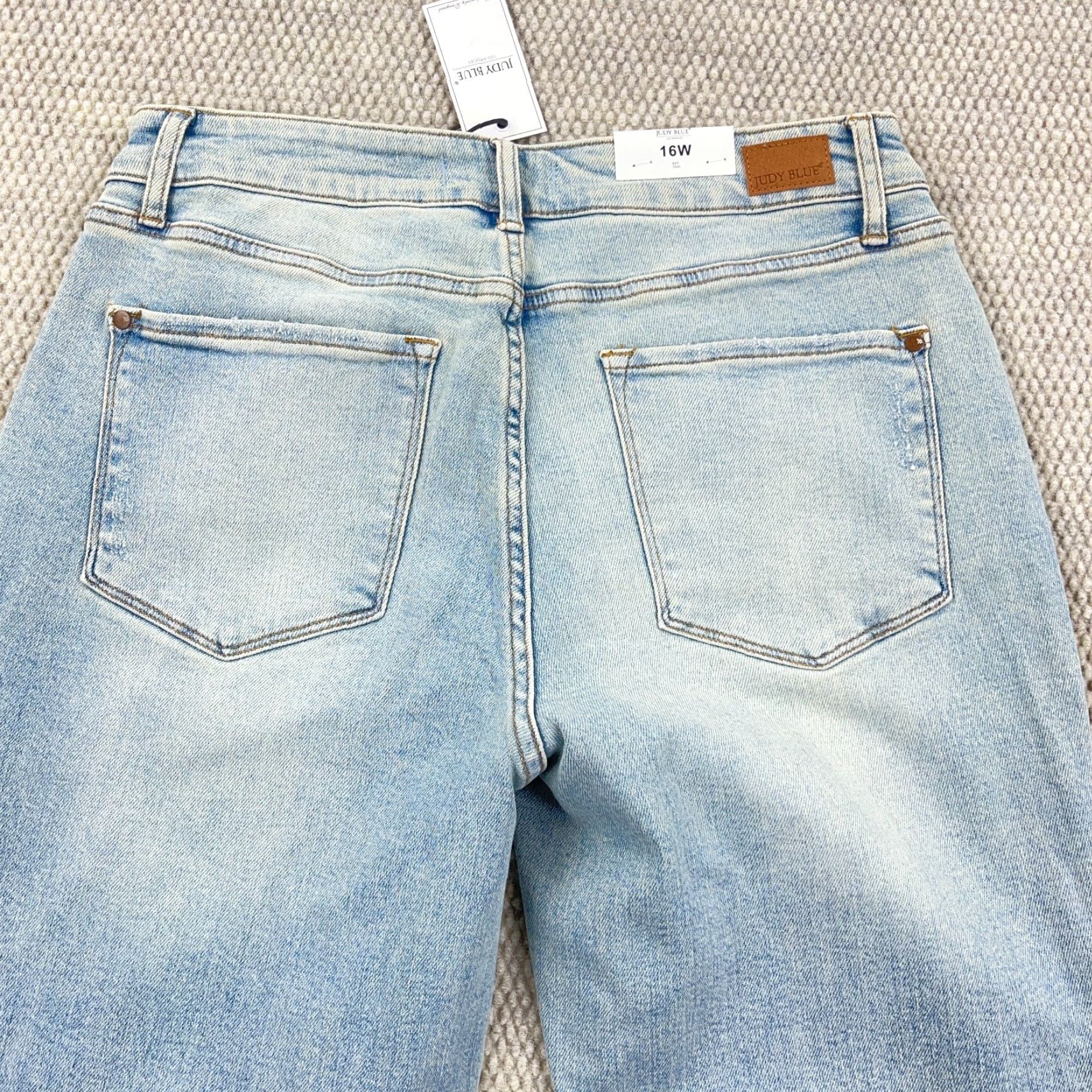 Vintage Judy Blue Jeans Women 16W Straight Leg High Waist Light Wash Distressed Holes Jeans Size 38" / US 16 / IT 52 - 3 Thumbnail