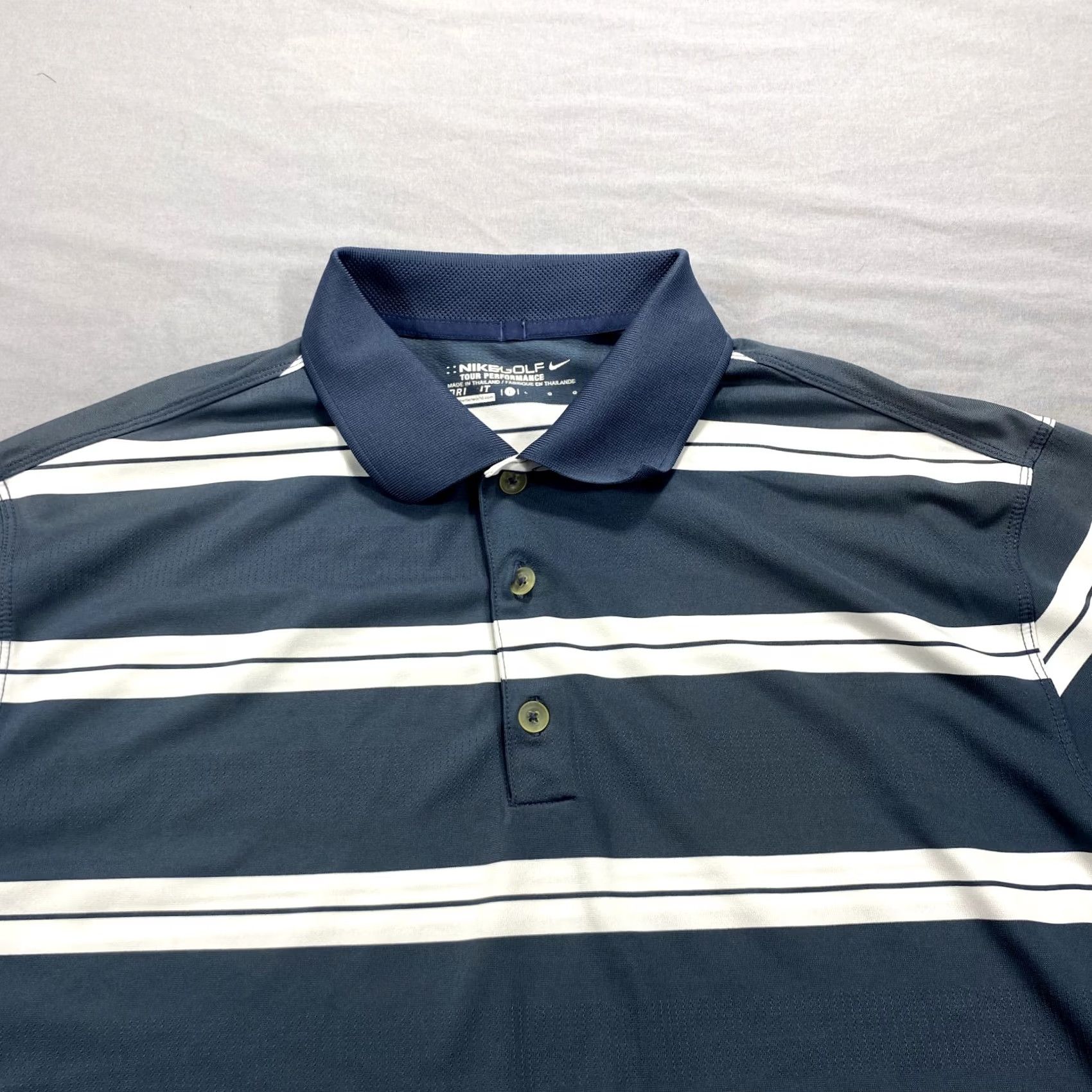 Nike Nike Tour Performance Polo Shirt Mens L Gray Multicolor Striped Short Sleeve Button Logo Golf Activewear Casual Seasonal Lightweight Size US L / EU 52-54 / 3 - 3 Thumbnail