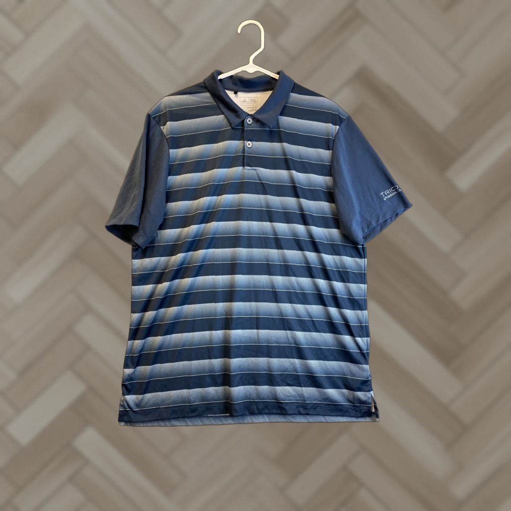 Adidas Adidas Climalite Polo Shirt Striped Golf Mens Short Sleeve Size L Blue Mens Size US L / EU 52-54 / 3 - 1 Thumbnail
