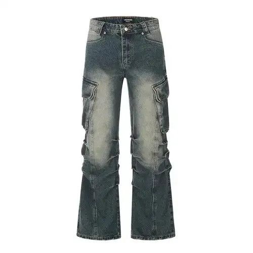 Japanese Brand Streetwear Side Pockets Washed Baggy Blue Jean Unisex Size US 28 / EU 44 - 1 Thumbnail