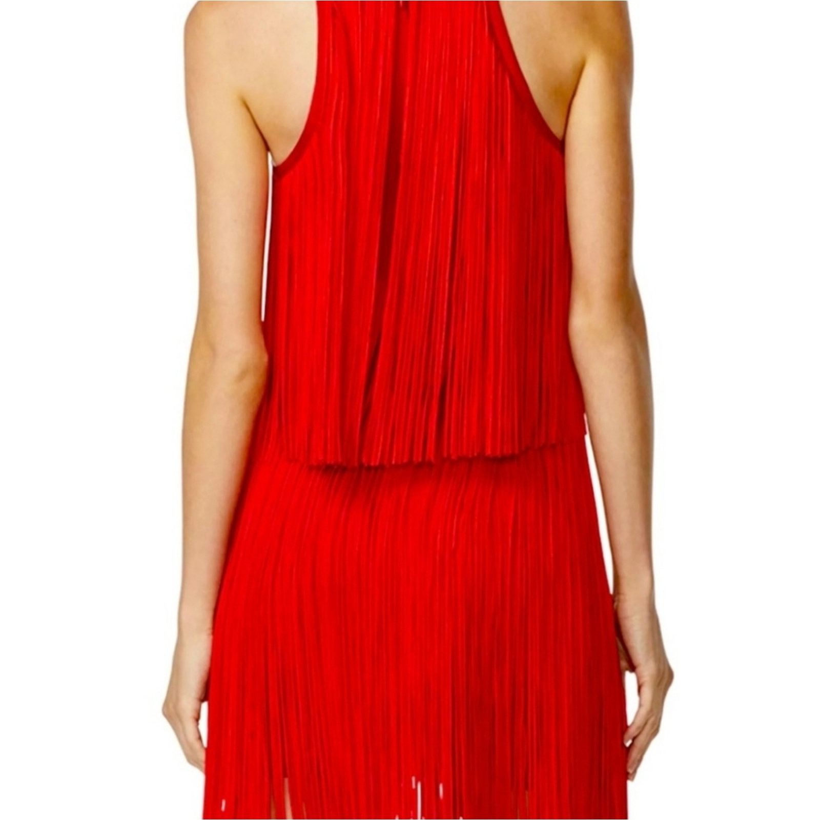 Herve Leger NWT Herve Ledger Tiered Fringe Minidress XS Currant Size XS / US 0-2 / IT 36-38 - 3 Thumbnail