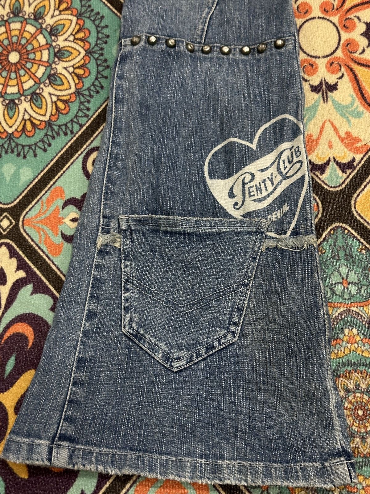 Seditionaries Penty Punk Reconstructed Studded Flare Denim Pant Size US 27 - 6 Thumbnail