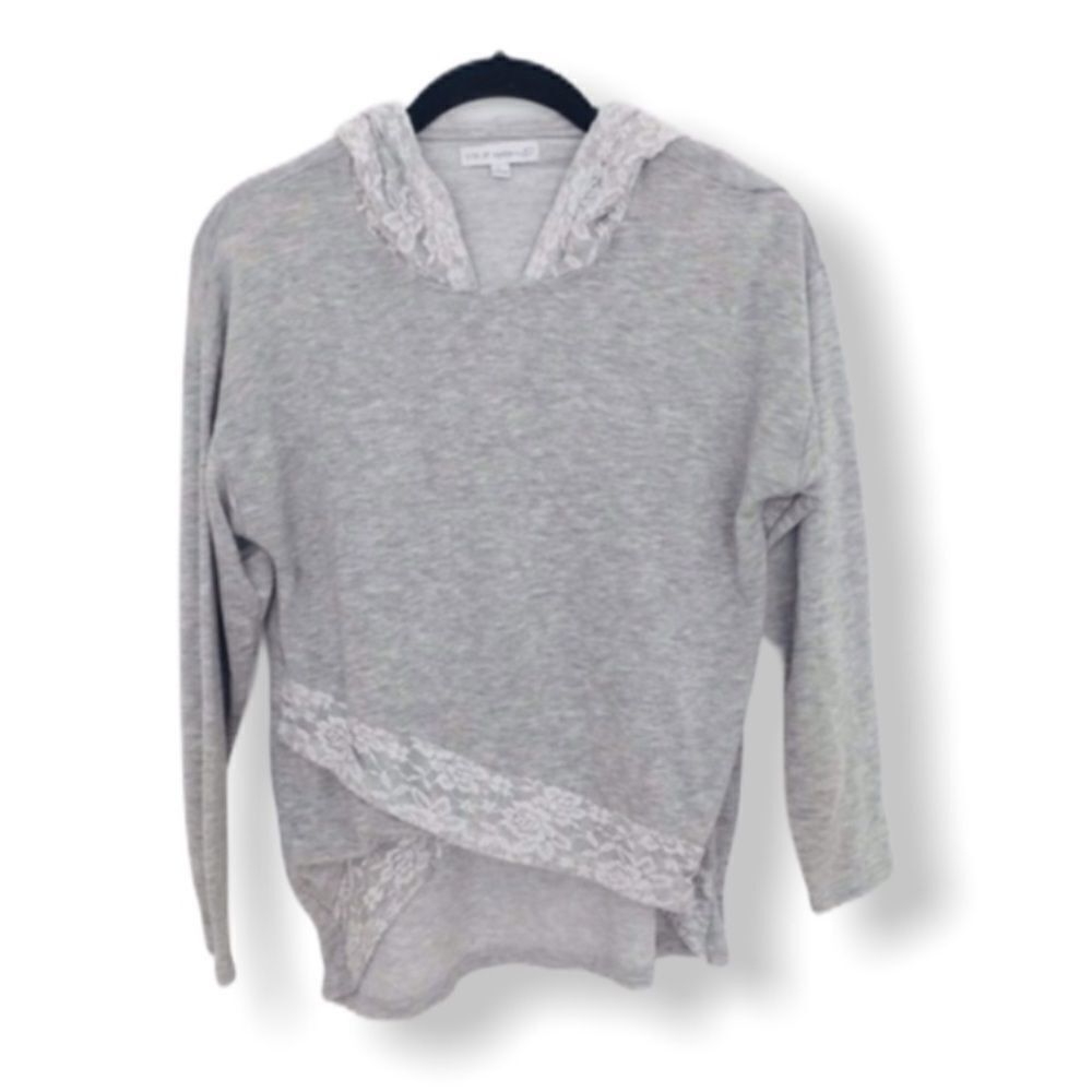 Other Side of Fries Gray Lace Trim Hoodie | Juniors L | Asymmetric Size S / US 4 / IT 40 - 2 Thumbnail
