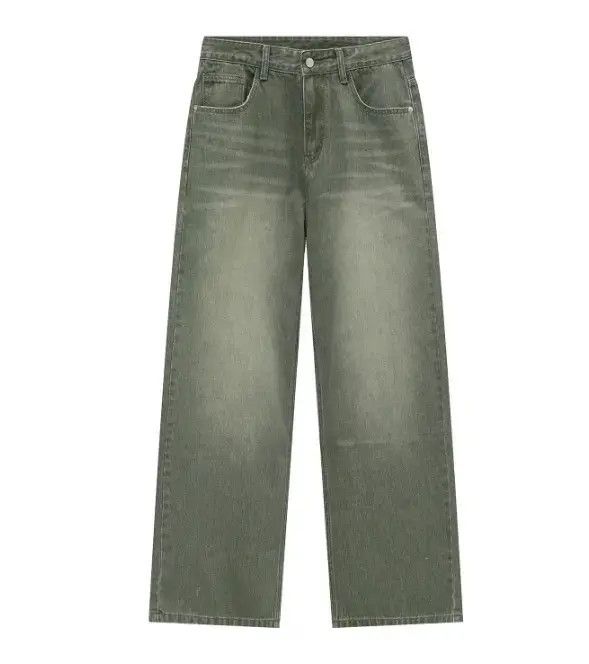 Jean Momoko x Ryou Men's Loose Washed Mid-Length Green Jeans Size US 32 / EU 48 - 5 Thumbnail