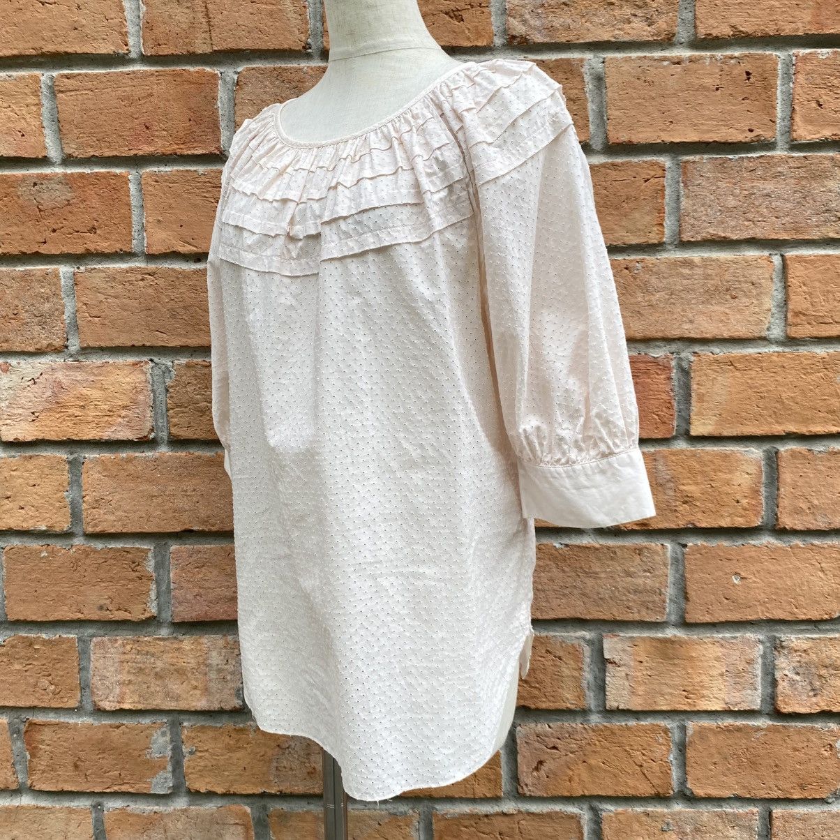 Loewe Loewe Light Pink Ruffle Front Blouse with 3/4 Sleeves Size XS / US 0-2 / IT 36-38 - 16 Thumbnail