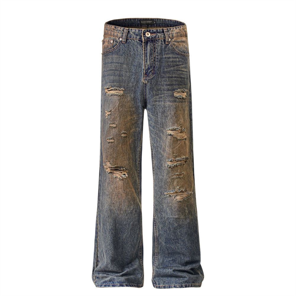 Japanese Brand × Jean Washed Dirty Distressed beggar jeans trousers y2k Size US 32 / EU 48 - 1 Thumbnail