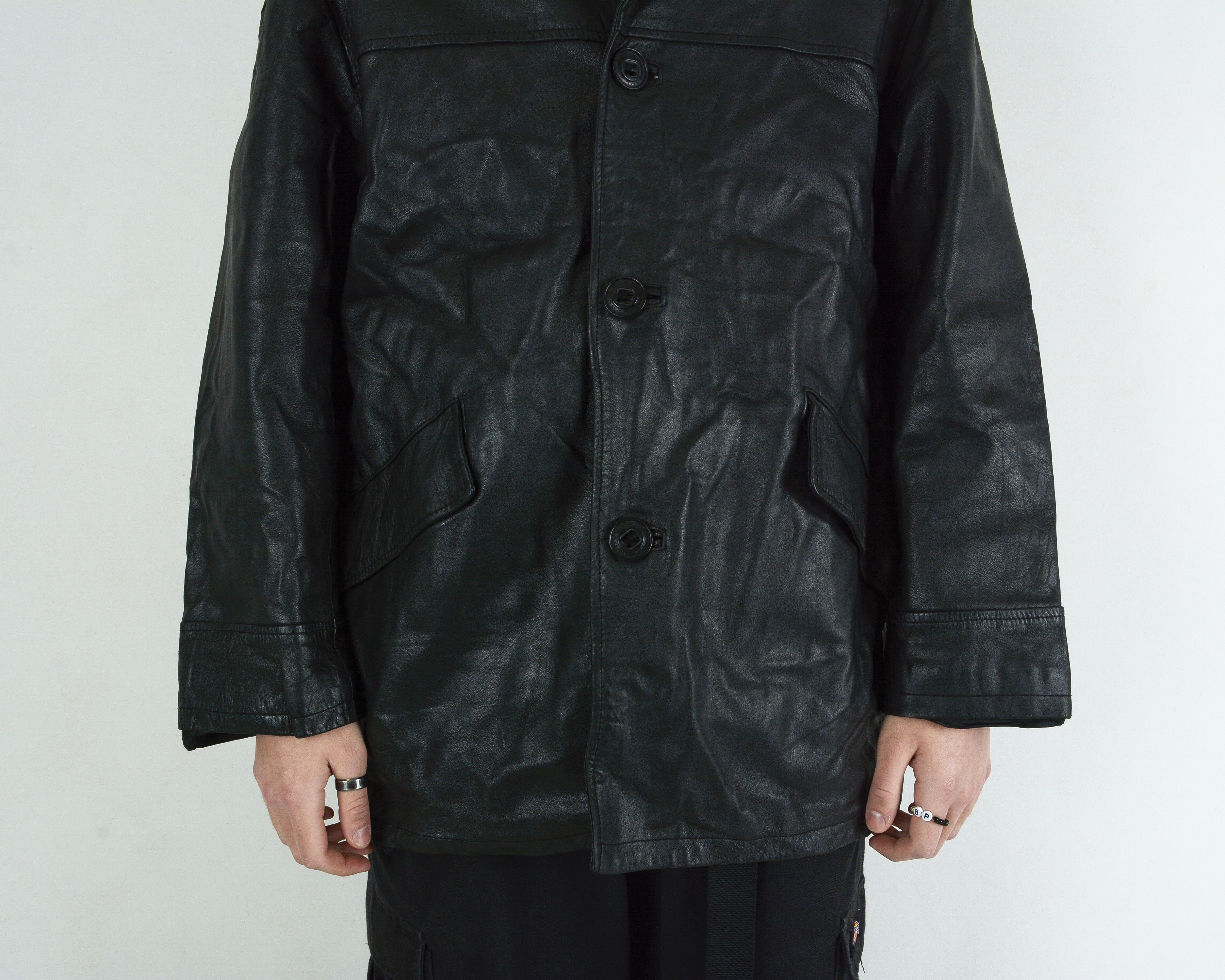 Leather × Vintage Leather Mens XL Jacket Over Coat Motorcycle Gothic Matrix Size US XL / EU 56 / 4 - 2 Thumbnail