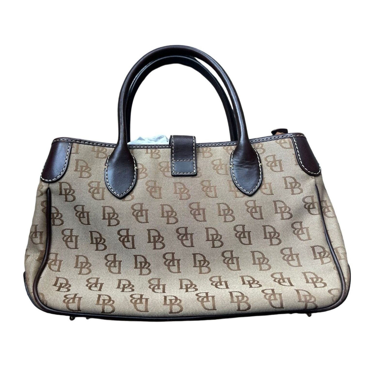 Dooney & Bourke Dooney & Bourke Double Handle Signature Jacquard Tan Satchel Size ONE SIZE - 2 Thumbnail