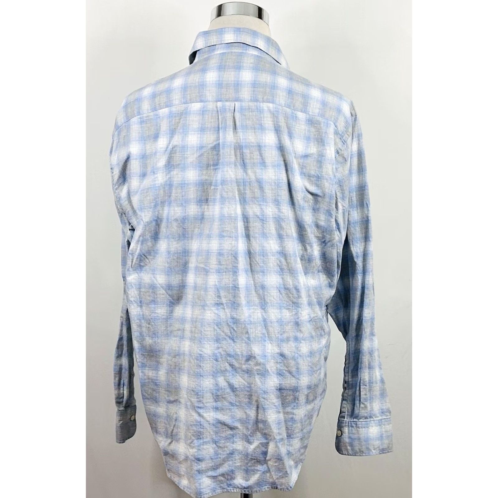 Peter Millar Peter Millar XL Casual Long Sleeve Shirt Blue White Plaid Cotton Button Front Mens Size US XL / EU 56 / 4 - 5 Thumbnail