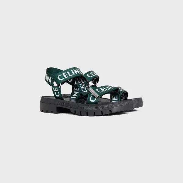Celine o1bcso1str0724 Strappy Sandal in Bottle Green / White Size US 7 / IT 37 - 2 Thumbnail