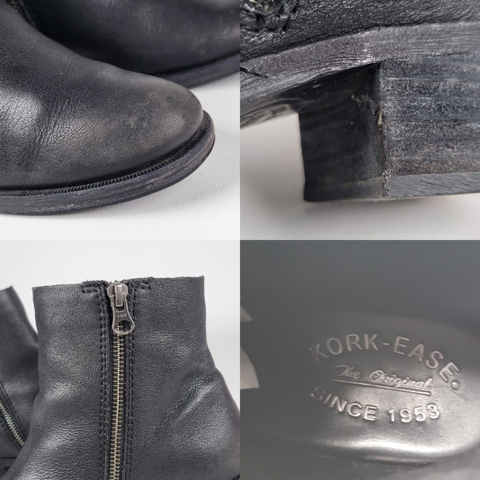 Vintage VINTAGE Women’s 7M Kork-Ease Zip On Ankle Boot Mayten Black Leather K54003 Size US 7 / IT 37 - 9 Thumbnail