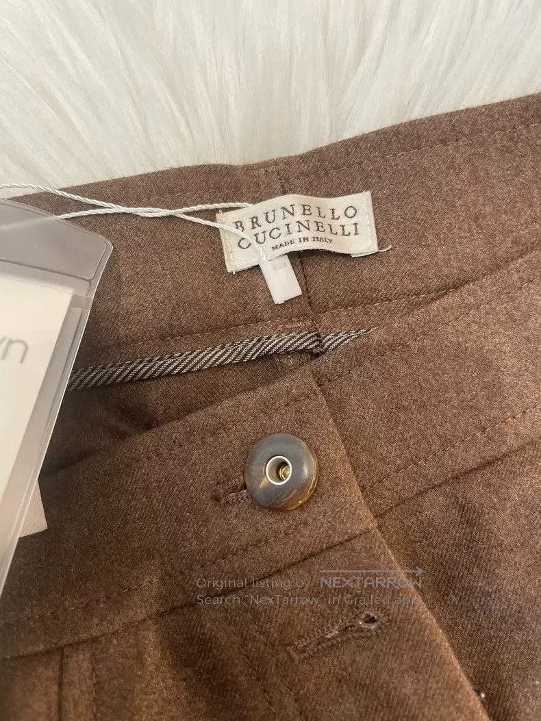 Brunello Cucinelli Brunello Cucinelli Dark Caramel Wool Long Trousers Size 27" / US 4 / IT 40 - 3 Thumbnail