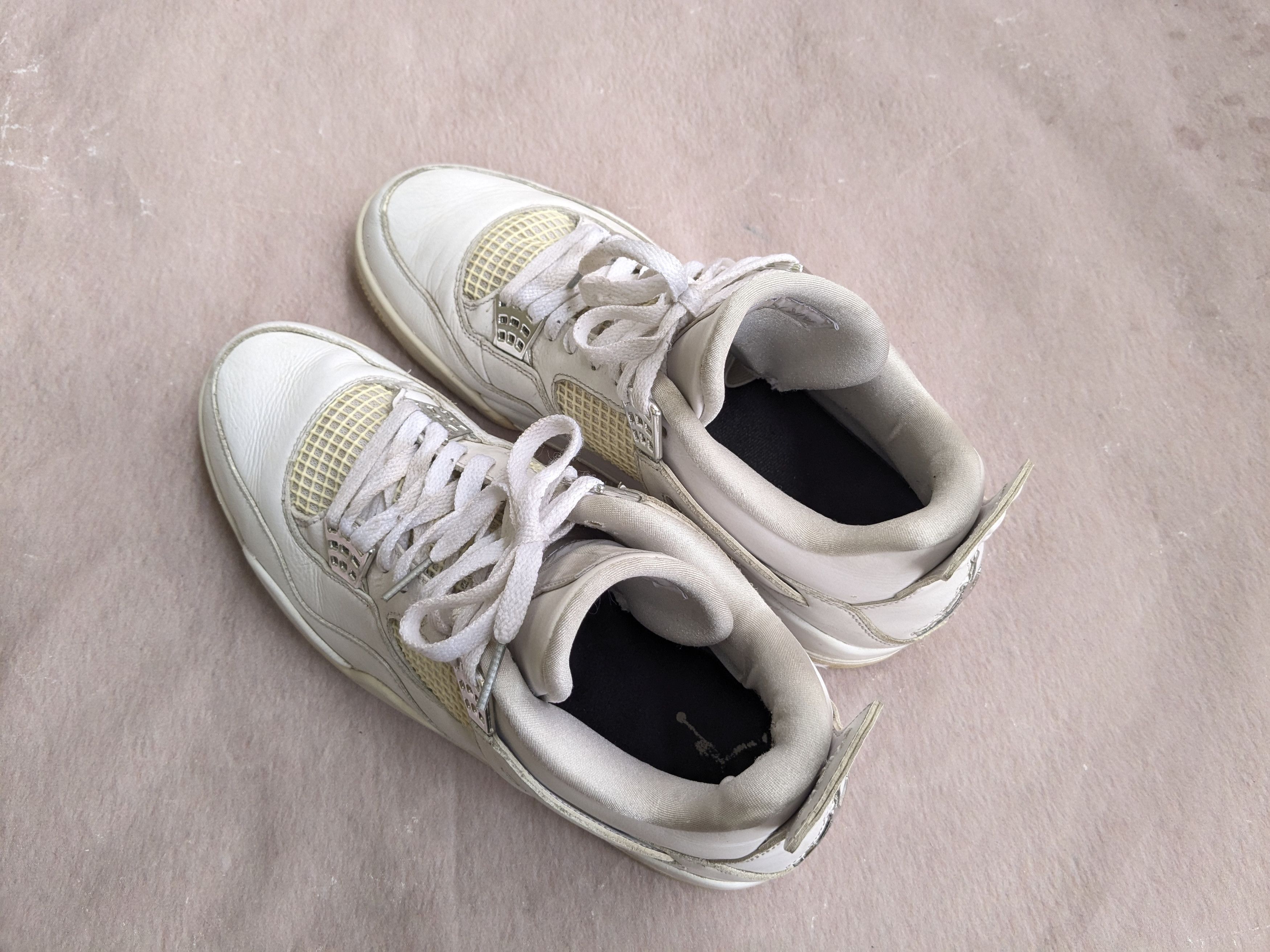 Jordan Brand Nike Air Jordan 4 Retro Pure Money 12 White Silver Leather Size US 12 / EU 45 - 13 Thumbnail
