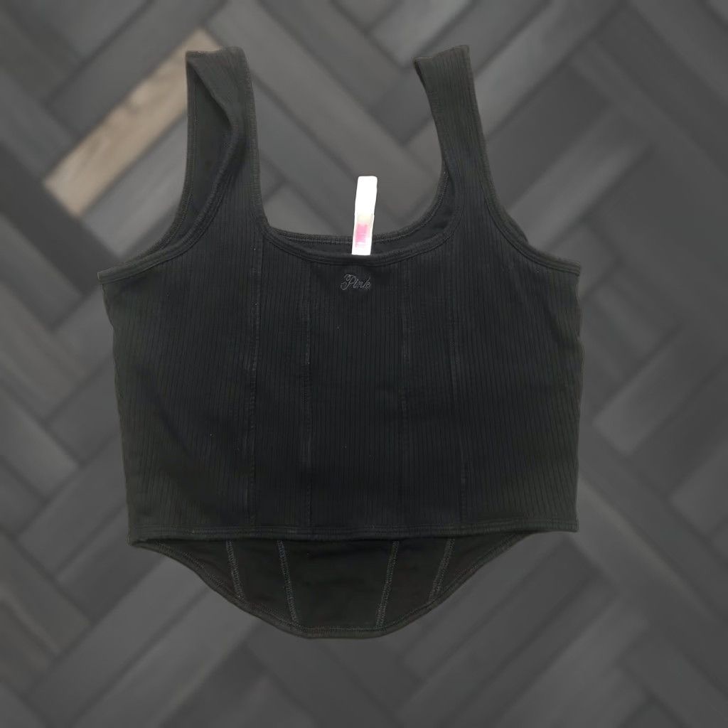 Victoria's Secret Victoria's Secret Pink Black Bralette Ribbed Large DD Underwired Adjustable Strap Womens L Black Bralette DD L Women Size ONE SIZE - 1 Thumbnail
