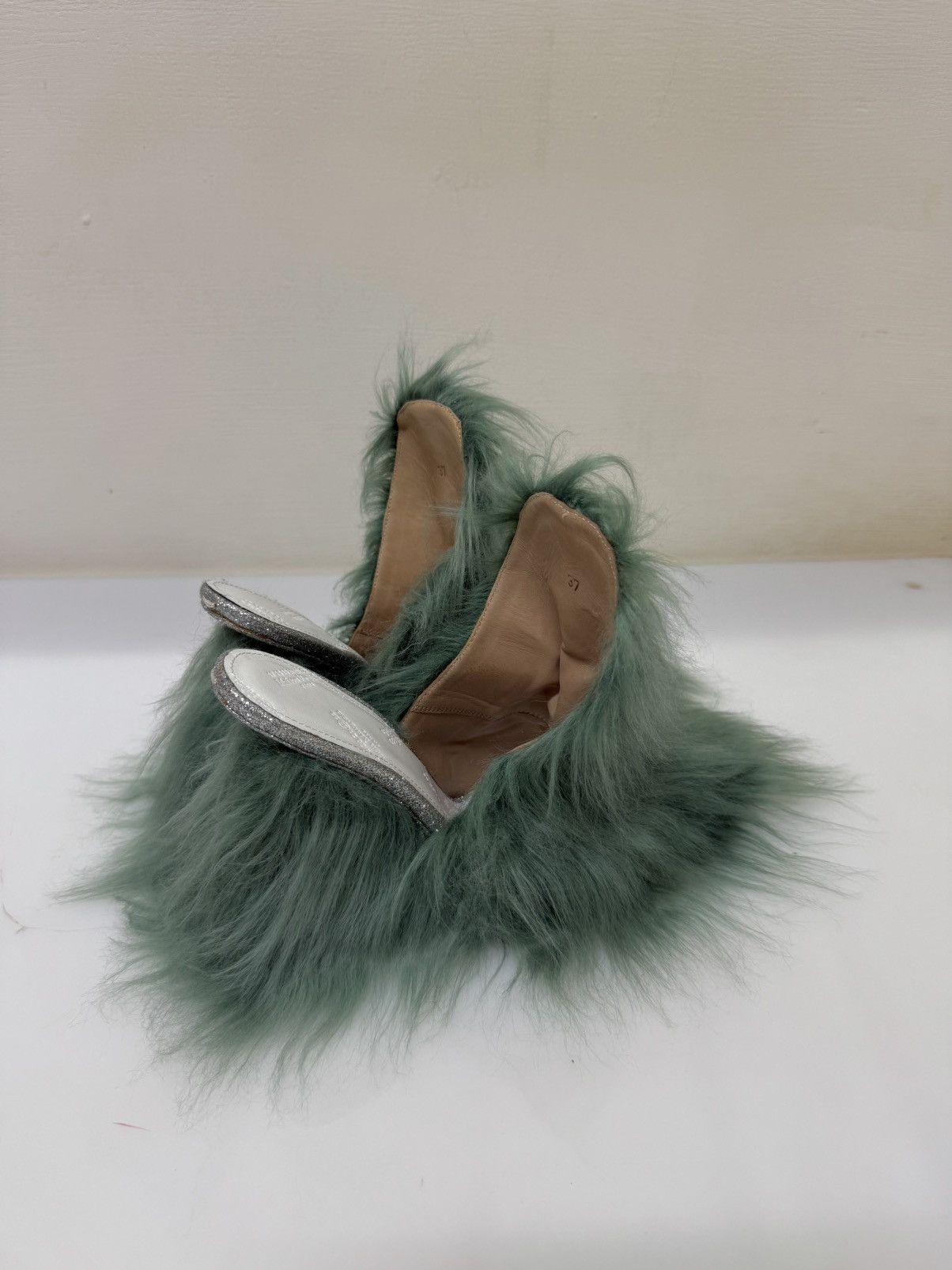 Maison Margiela MAISON MARGIELA Pre-owned Green Faux Fur Mules & Clogs Size US 6 / IT 36 - 2 Thumbnail