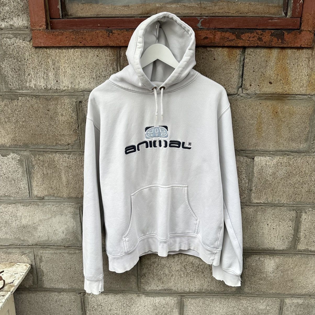 VTG Animal Hoodie Big Logo SK8 Baggy Size L 00s USA Rap Hype