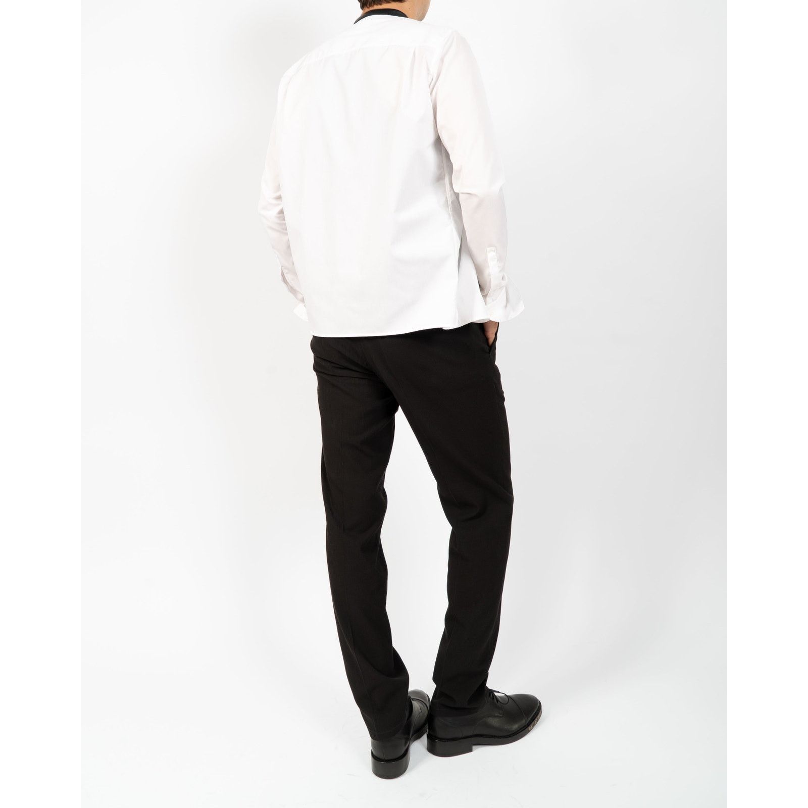 Haider Ackermann FW20 Leather Collar Mao Shirt in White Cotton Size US S / EU 44-46 / 1 - 6 Thumbnail