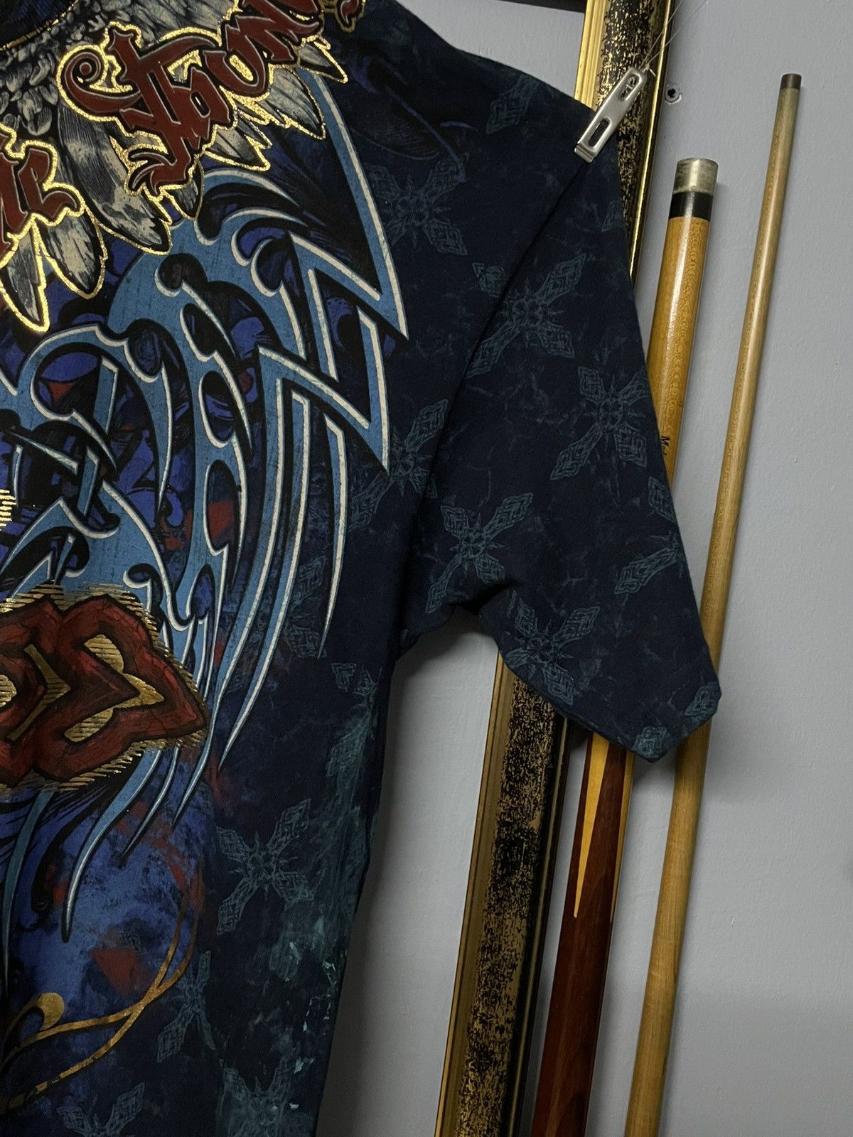 Affliction Vintage Rare 1990s Affliction Cross Live Fast Die Strong Tee Size US XL / EU 56 / 4 - 5 Thumbnail