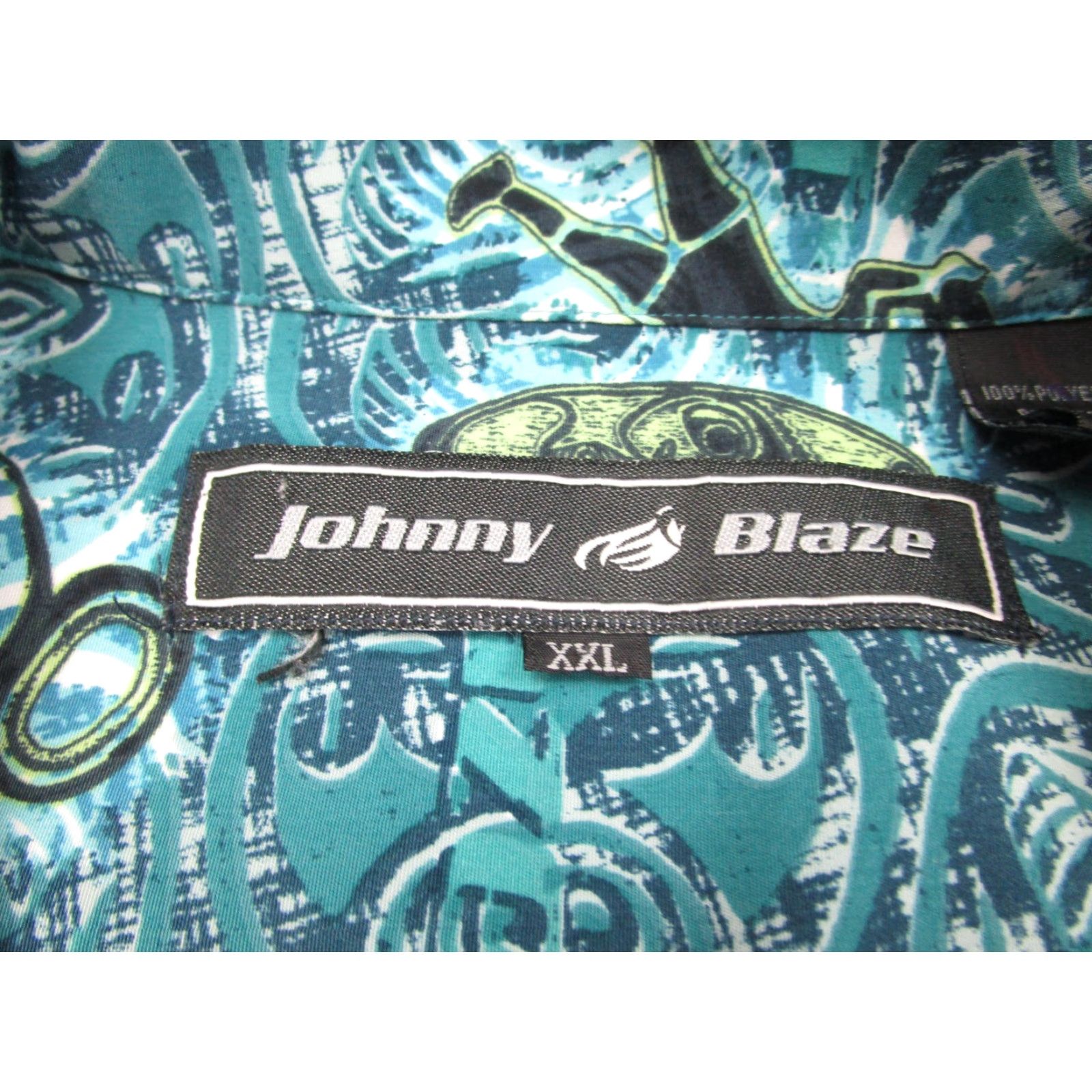 Etro Johnny Blaze Shirt Mens 2XL Polynesian Tribal Print Vintage Tiki Retro Y2K Blue Teal Size US XXL / EU 58 / 5 - 5 Thumbnail