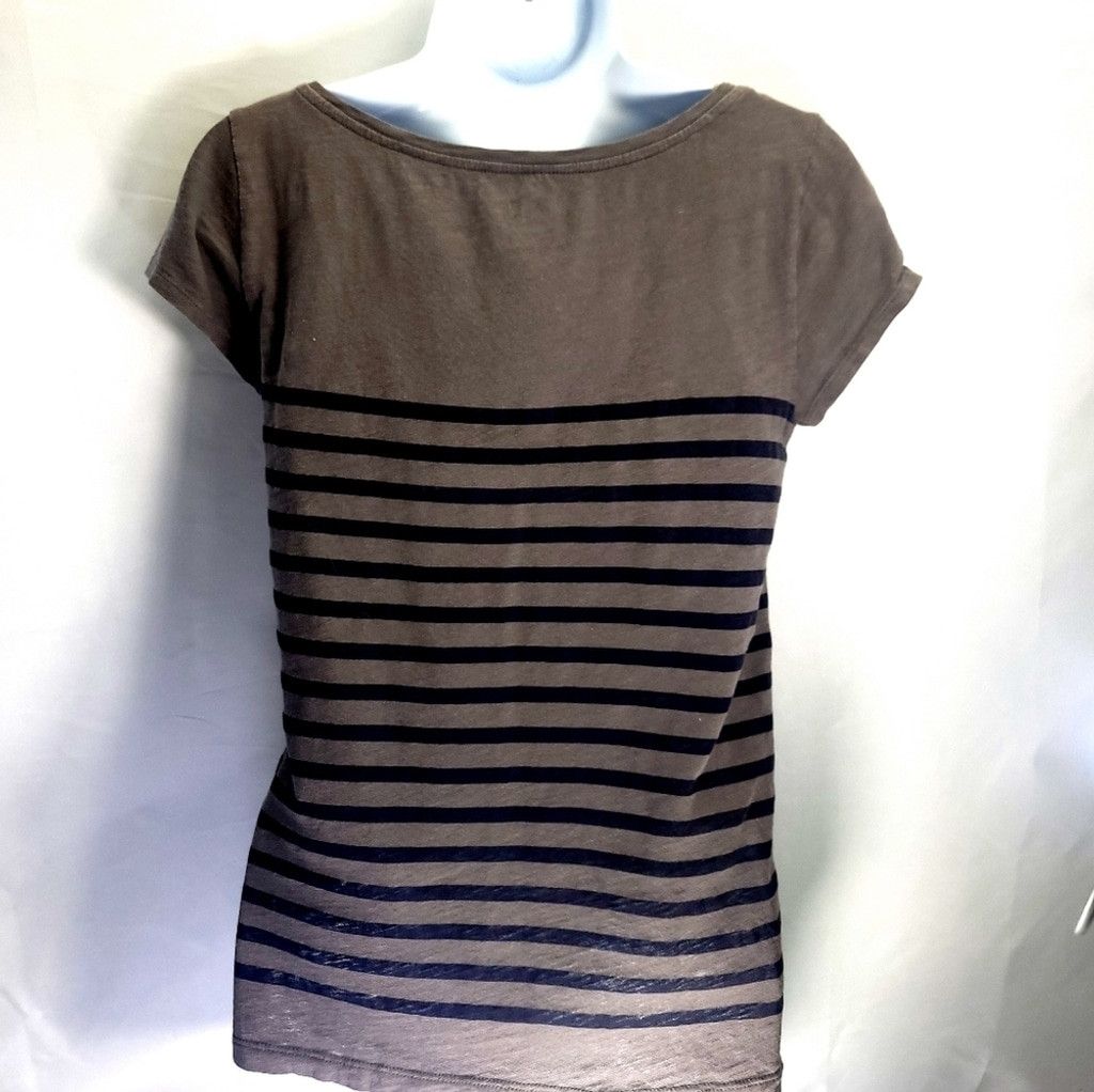 Ann Taylor Ann Taylor Loft Lace and Striped Top Small Size S / US 4 / IT 40 - 3 Thumbnail