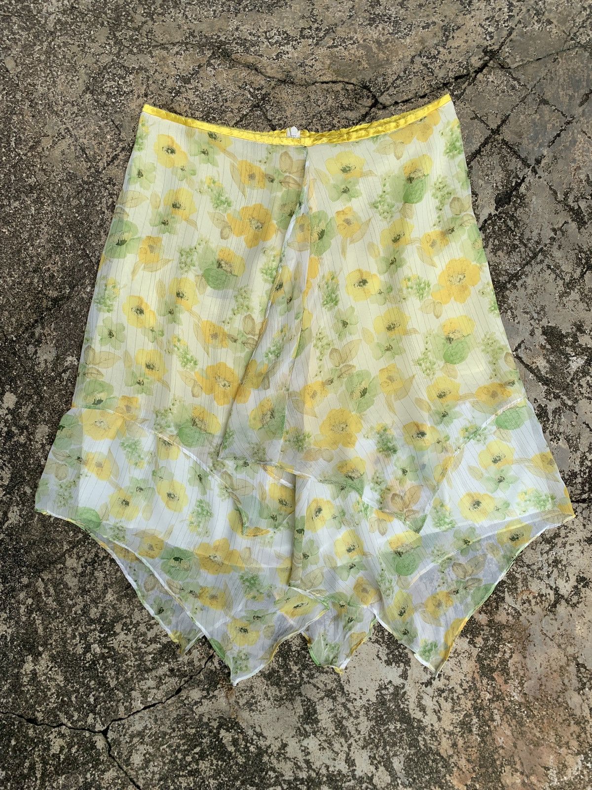 Other Vintage Floral Stripe Calm Essentials Ruffle Mesh Midi Skirt Size 30" / US 8 / IT 44 - 1 Thumbnail