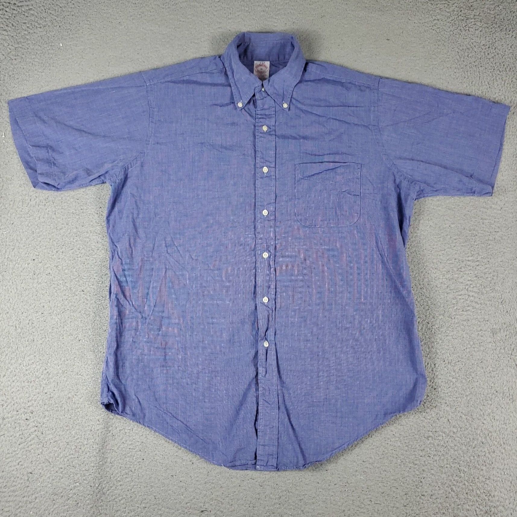 Brooks Brothers VINTAGE Brooks Brothers Dress Shirt Mens 16 Blue Short Sleeve Button-Down Cotton Business Formal Casual Size 42R - 2 Thumbnail