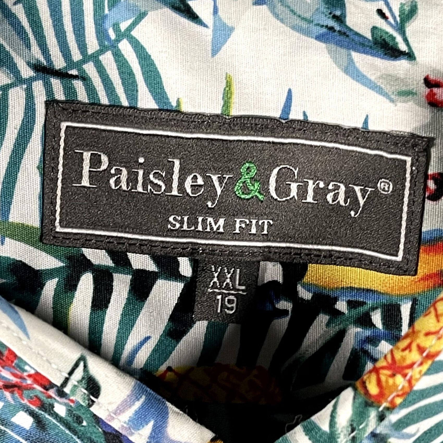 Vintage Paisley & Gray Shirt Mens 2XL Tropical Toucan Print Long Sleeve Button Up Casual Size US XXL / EU 58 / 5 - 4 Thumbnail