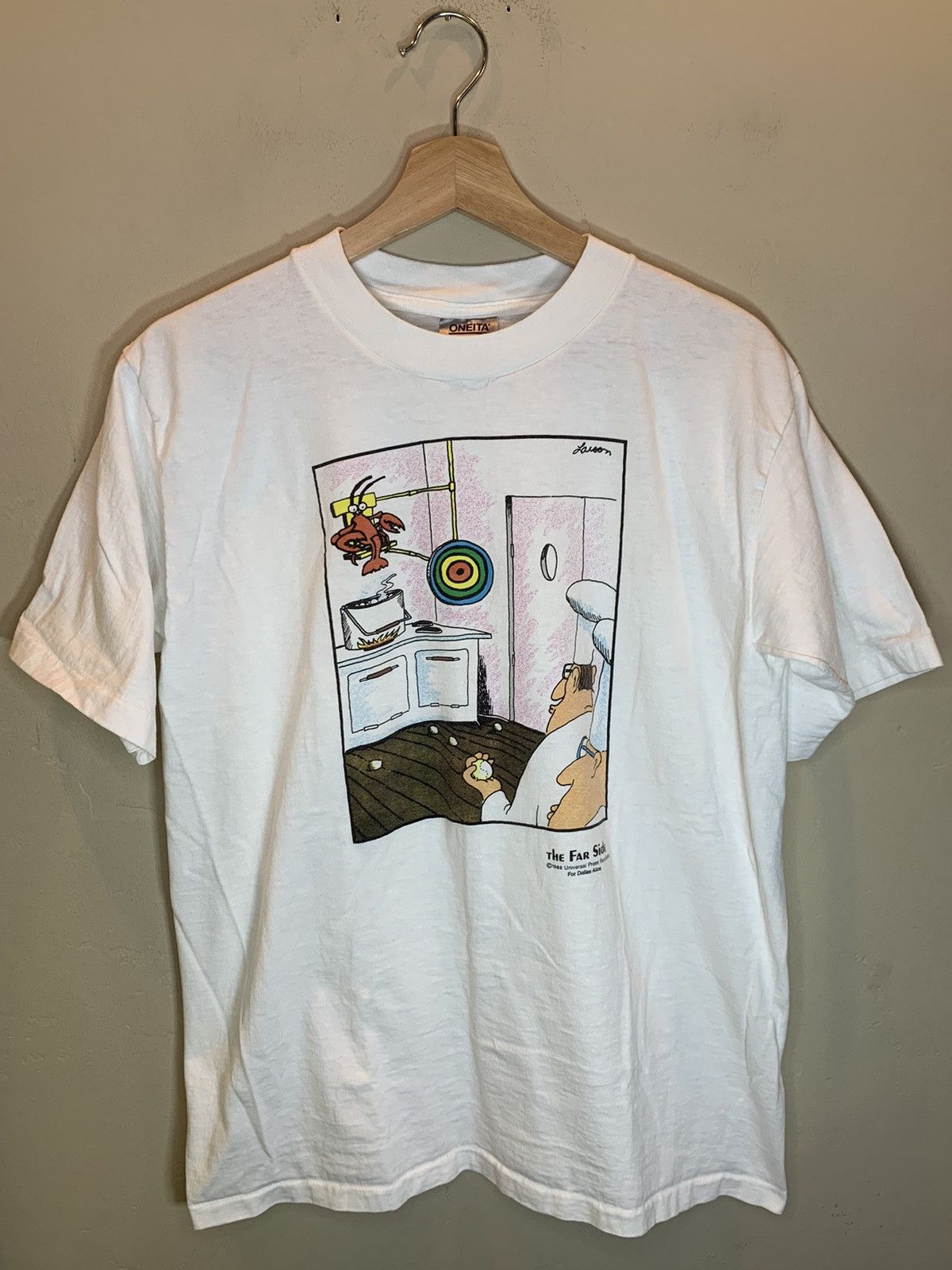 Vintage RARE Vintage 80’s Far Side Lobster Comic Single Stitch Shirt Size US L / EU 52-54 / 3 - 1 Thumbnail