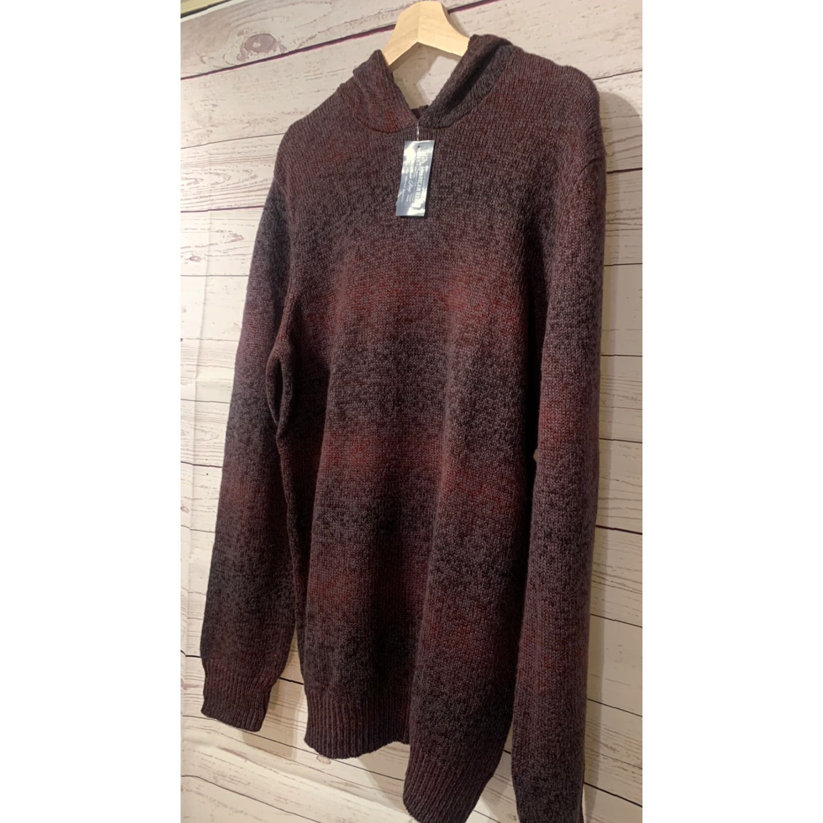 Vintage AMERICAN RAG Striped Hoodie Sweater Dark Red Cotton Blend Knit Heavyweight L Men Size US L / EU 52-54 / 3 - 3 Thumbnail