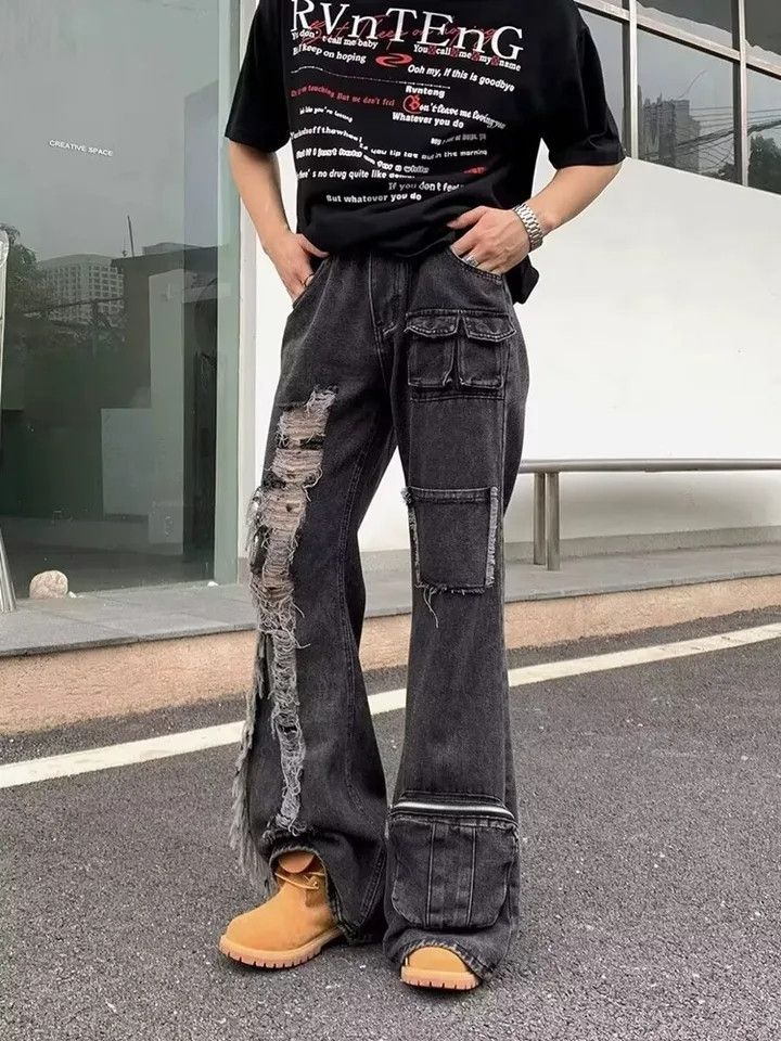 Japanese Brand × Vintage Ropa Grunge Y2K Streetwear Ripped Baggy Size US 31 - 3 Thumbnail