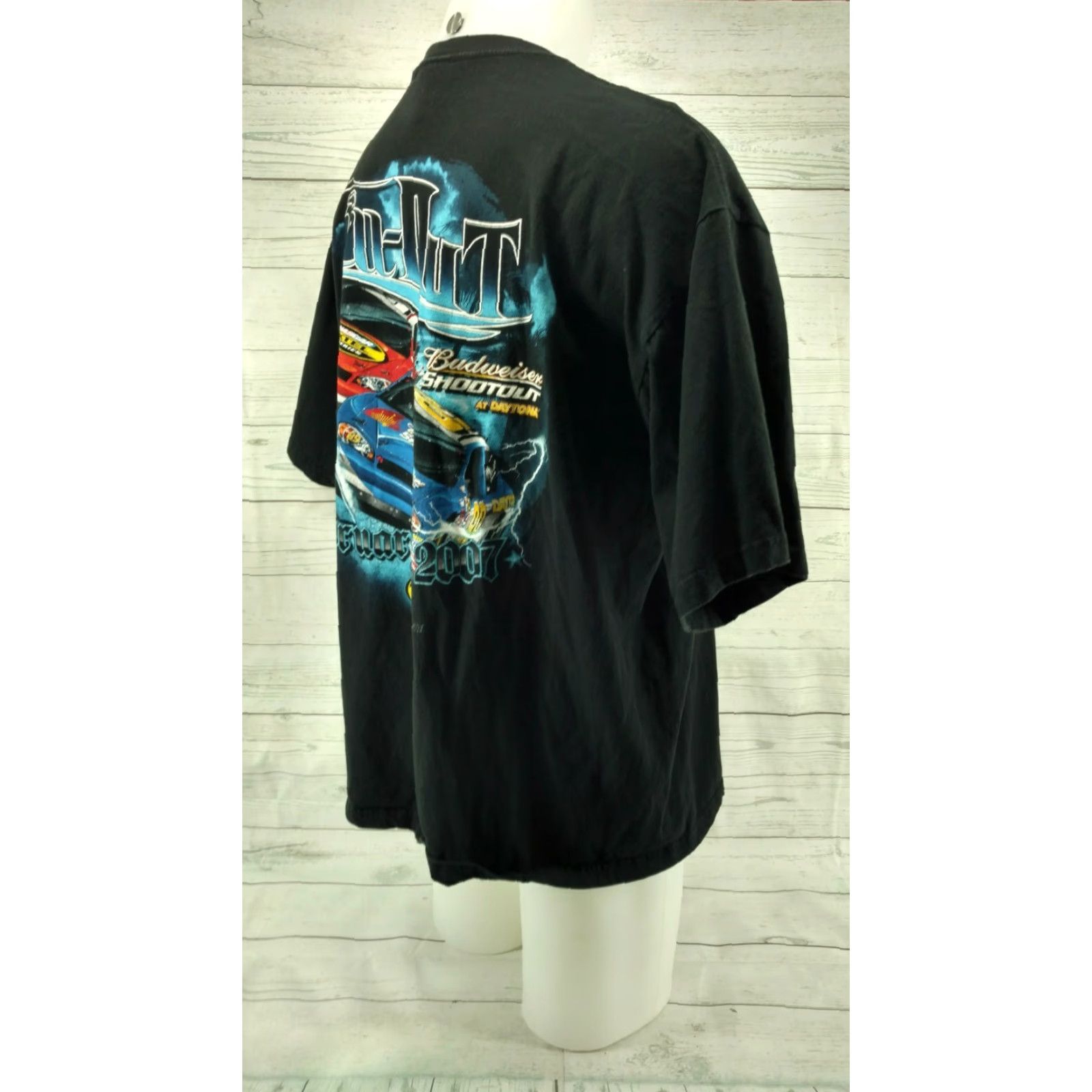 Vintage Budweiser Shootout Daytona 2007 Nascar T-shirt Mens Large Black Short Sleeve Size US L / EU 52-54 / 3 - 6 Thumbnail