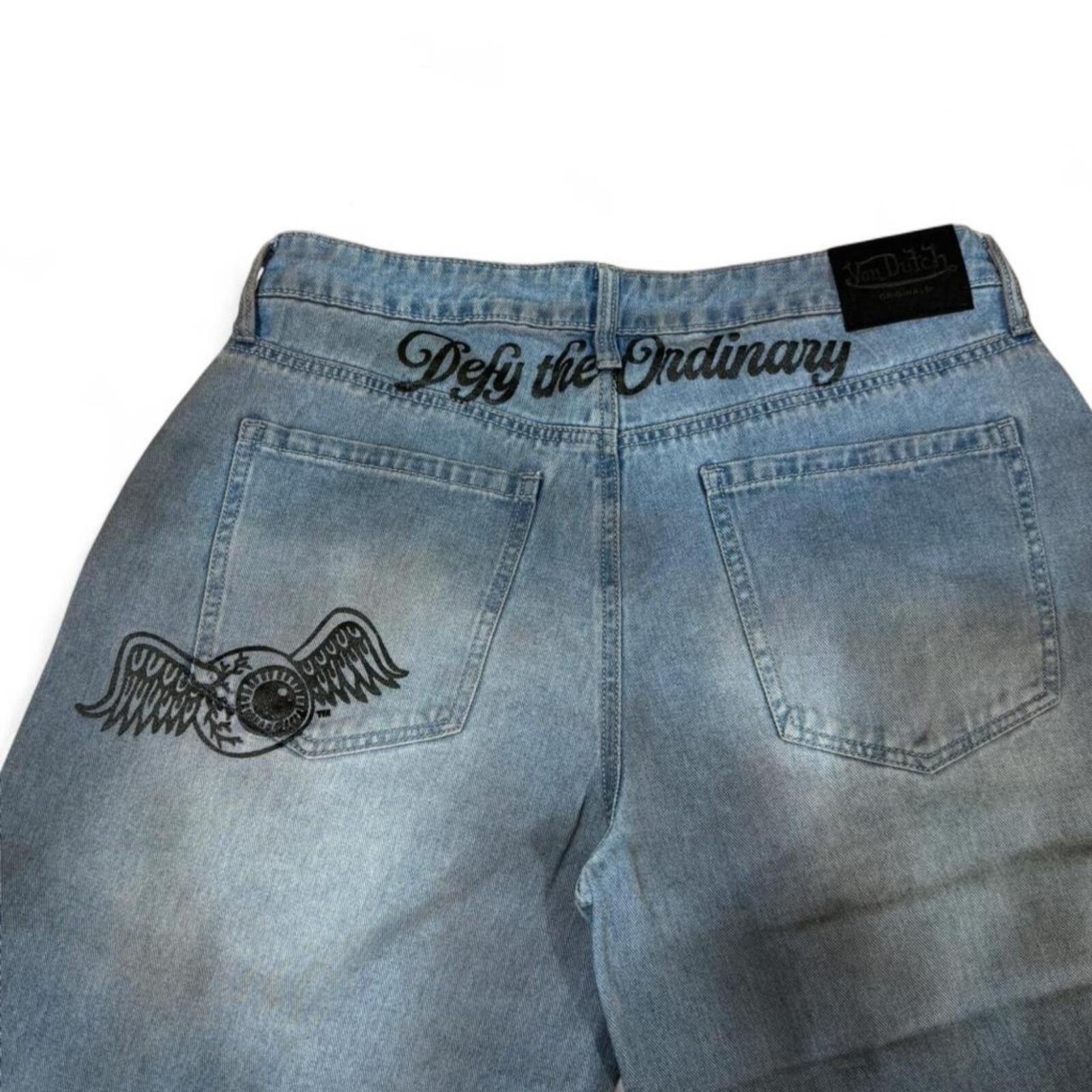 True Religion Von Dutch wide leg straight fit patchwork unique shade jeans Size 31" - 7 Thumbnail