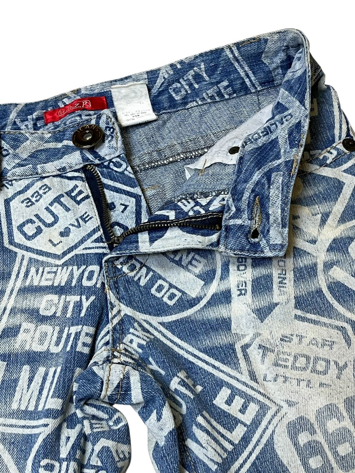 Le Grande Bleu (L.G.B.) Sick japanese subculture W.A.Z.P fullprint route 666 jeans Size US 30 / EU 46 - 10 Thumbnail