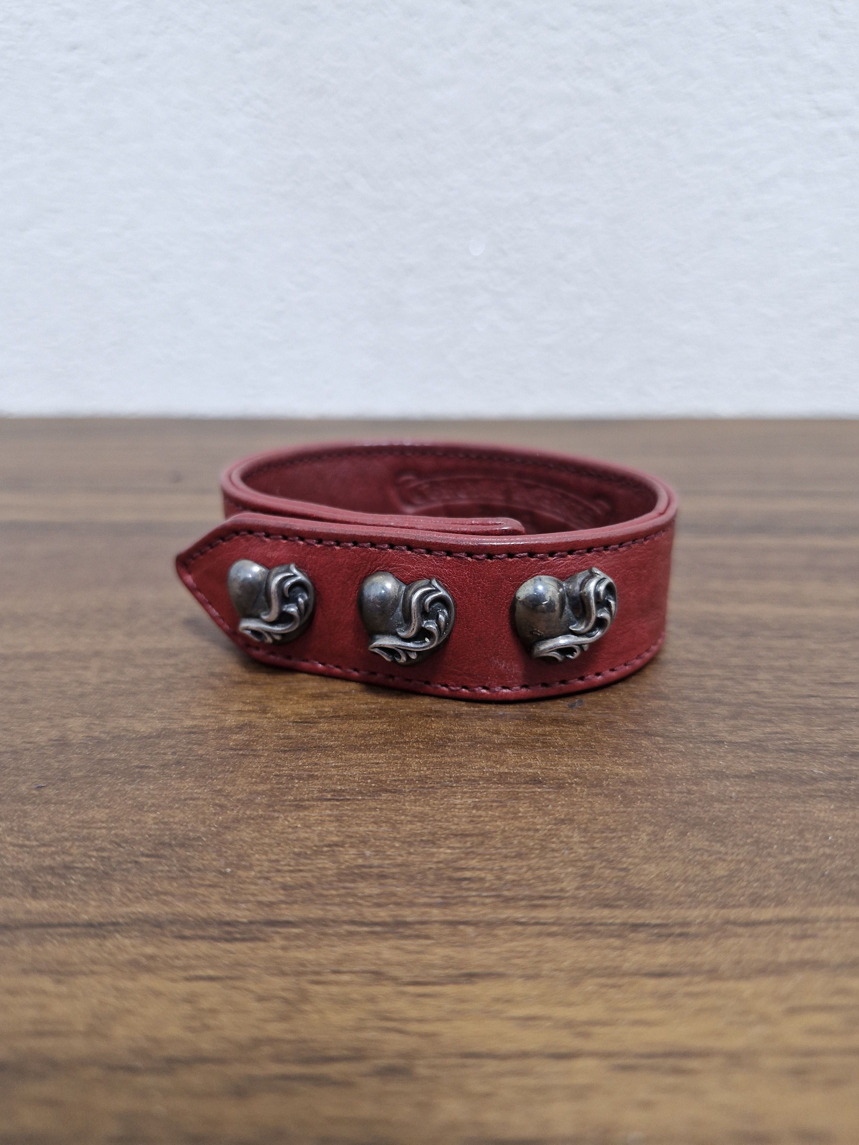 Chrome Hearts CHROME HEARTS Red Leather Heart Snap Bracelet Size ONE SIZE - 1 Thumbnail