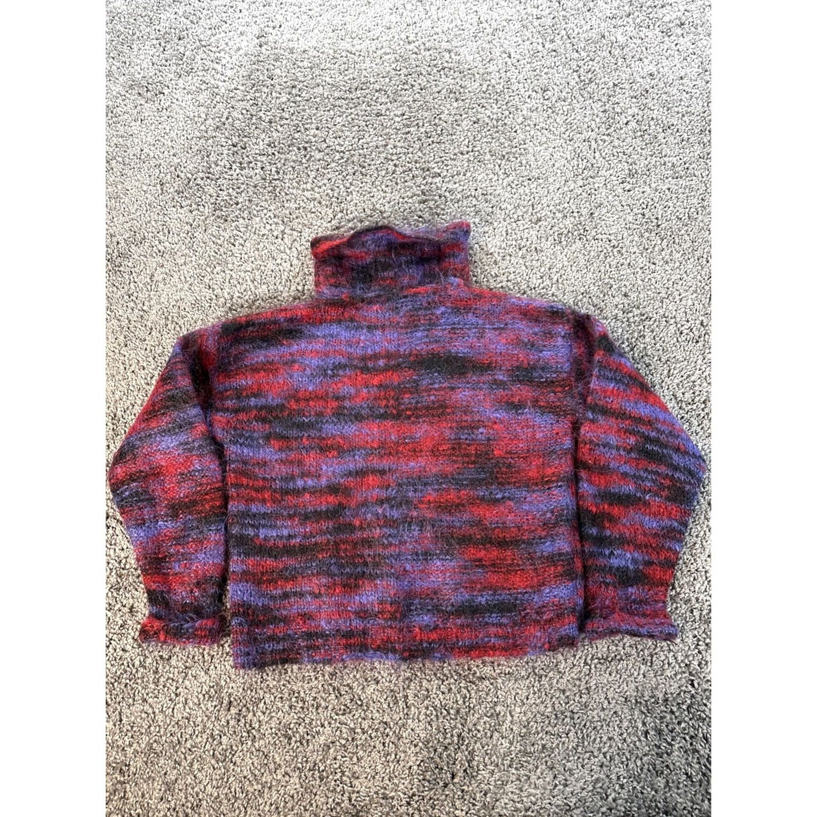 Pinko VINTAGE Mohair Turtleneck Sweater Womens Large Pink Knit Stripe 90s Bohemian Pullover Long Sleeve Size L / US 10 / IT 46 - 4 Thumbnail
