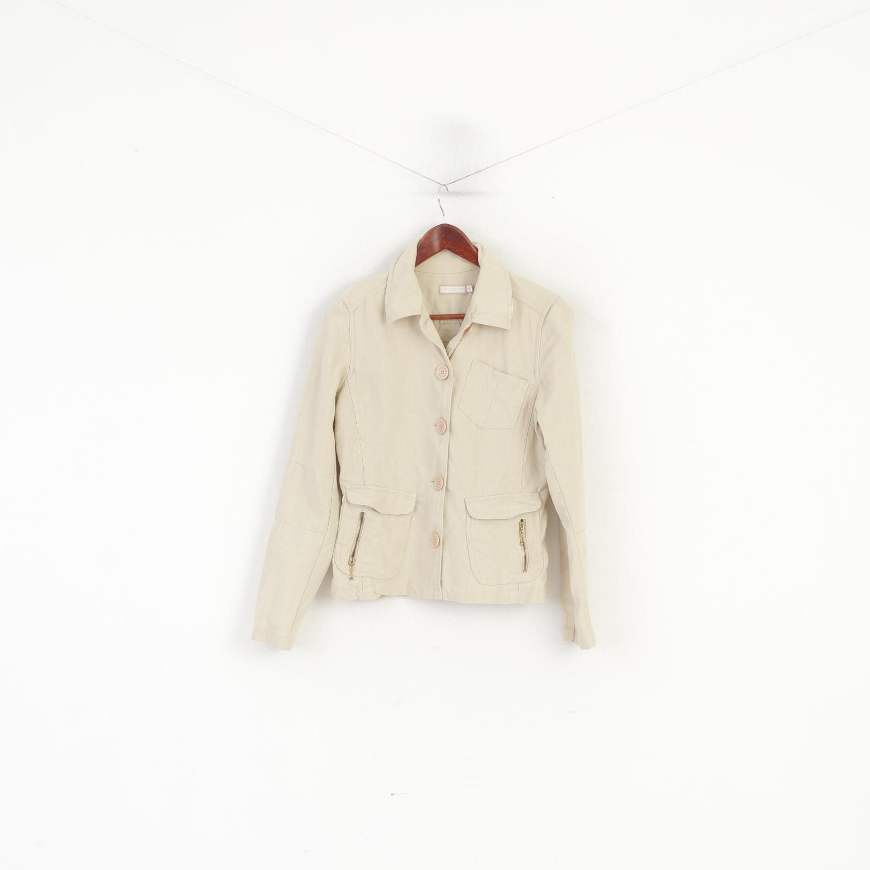 Vintage Yumi Mazao Women 40 S Jacket Beige Vintage Linen 2894 Size S / US 4 / IT 40 - 1 Thumbnail
