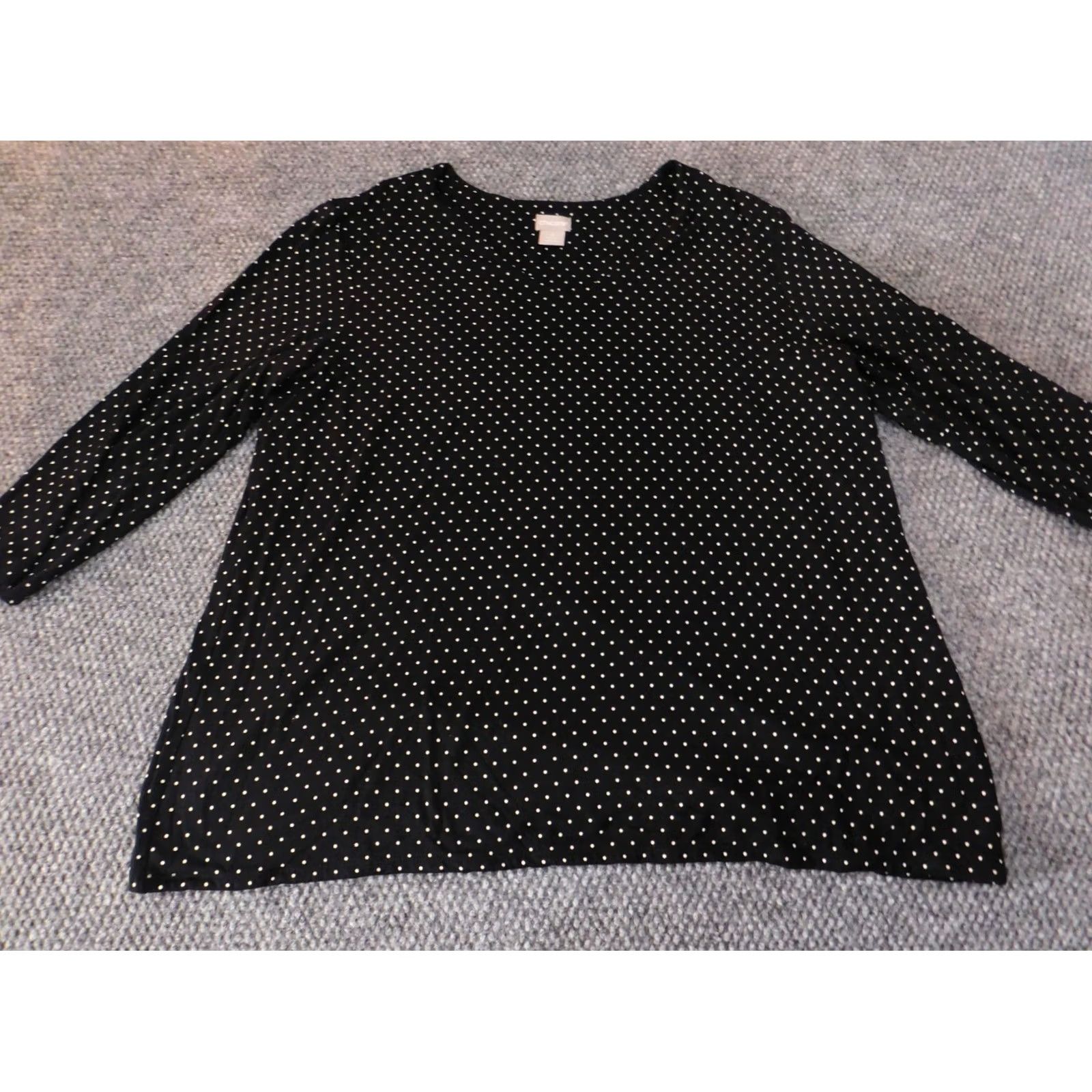 Vintage Chicos Blouse Size 3 black pullover womens dots stretch classic top Size XS / US 0-2 / IT 36-38 - 2 Thumbnail