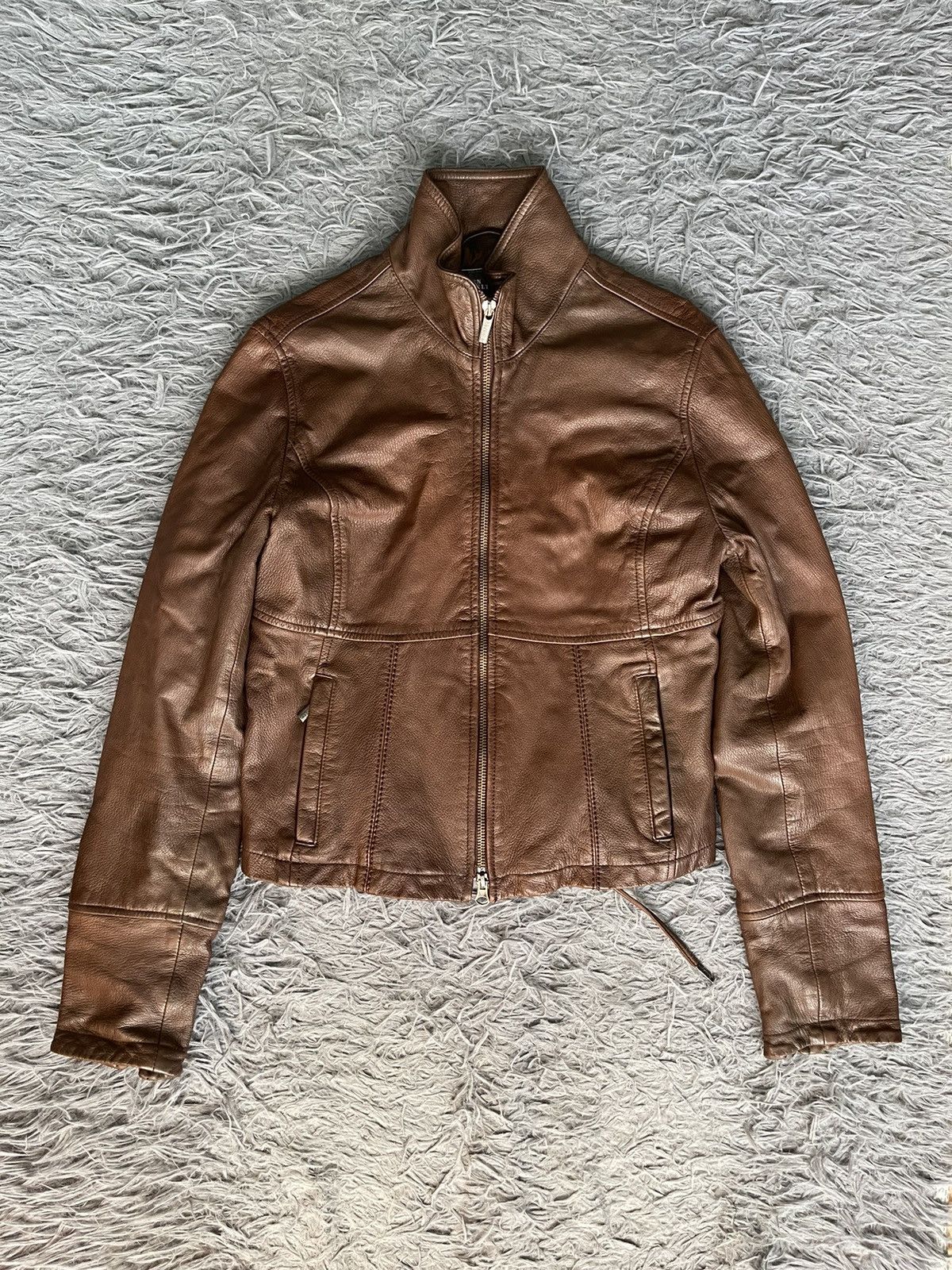 00s archive western leather jacket y2k Vintage Real Leather Jacket