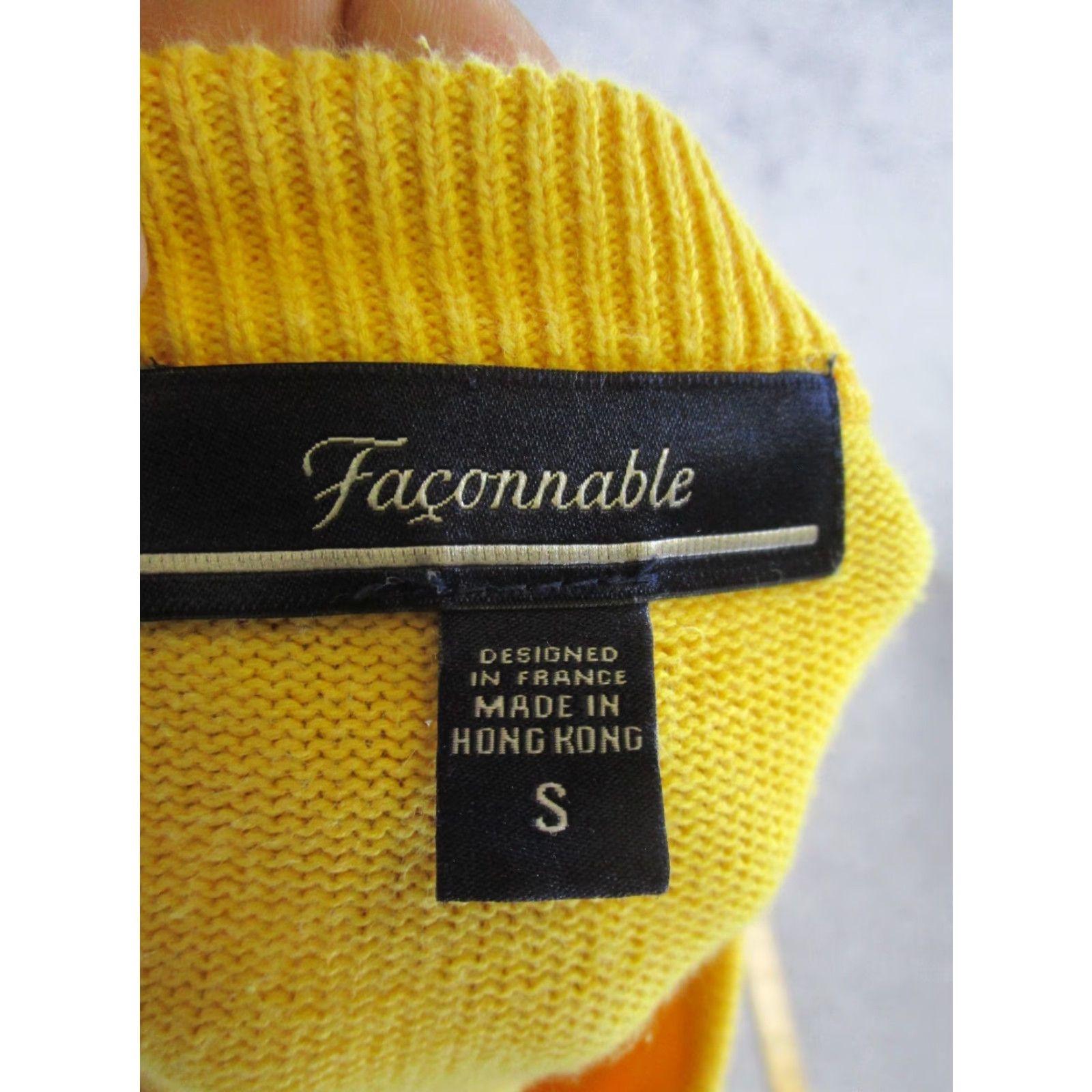 Faconnable Façonnable Sweater Men Small Yellow Cotton Knit Crew Pullover - Stain - Casual Shirt? Size US S / EU 44-46 / 1 - 7 Thumbnail