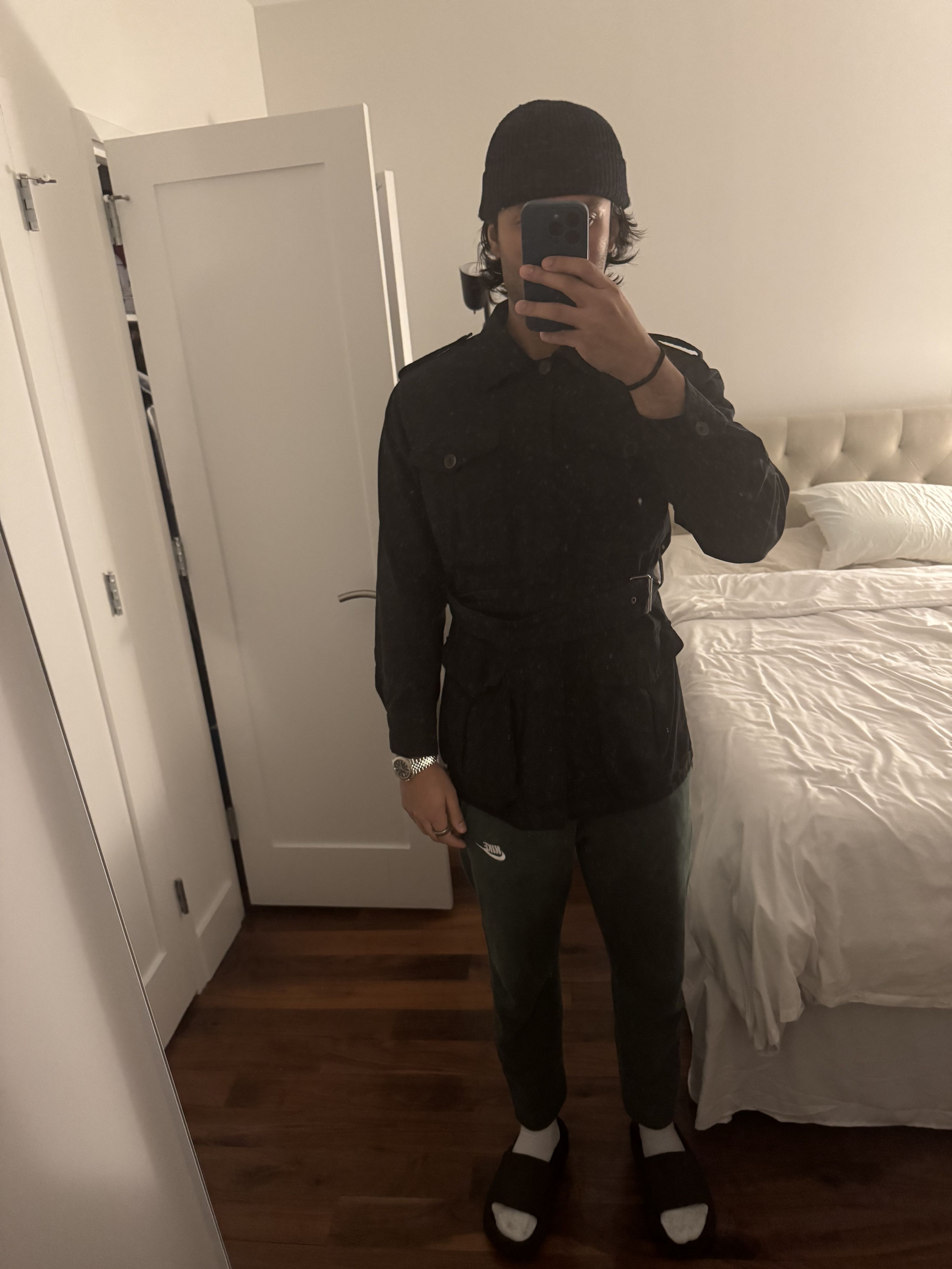 Saint Laurent Paris $2,395 Hedi Slimane SLP Black Military Parka w Belt Size US M / EU 48-50 / 2 - 10 Thumbnail