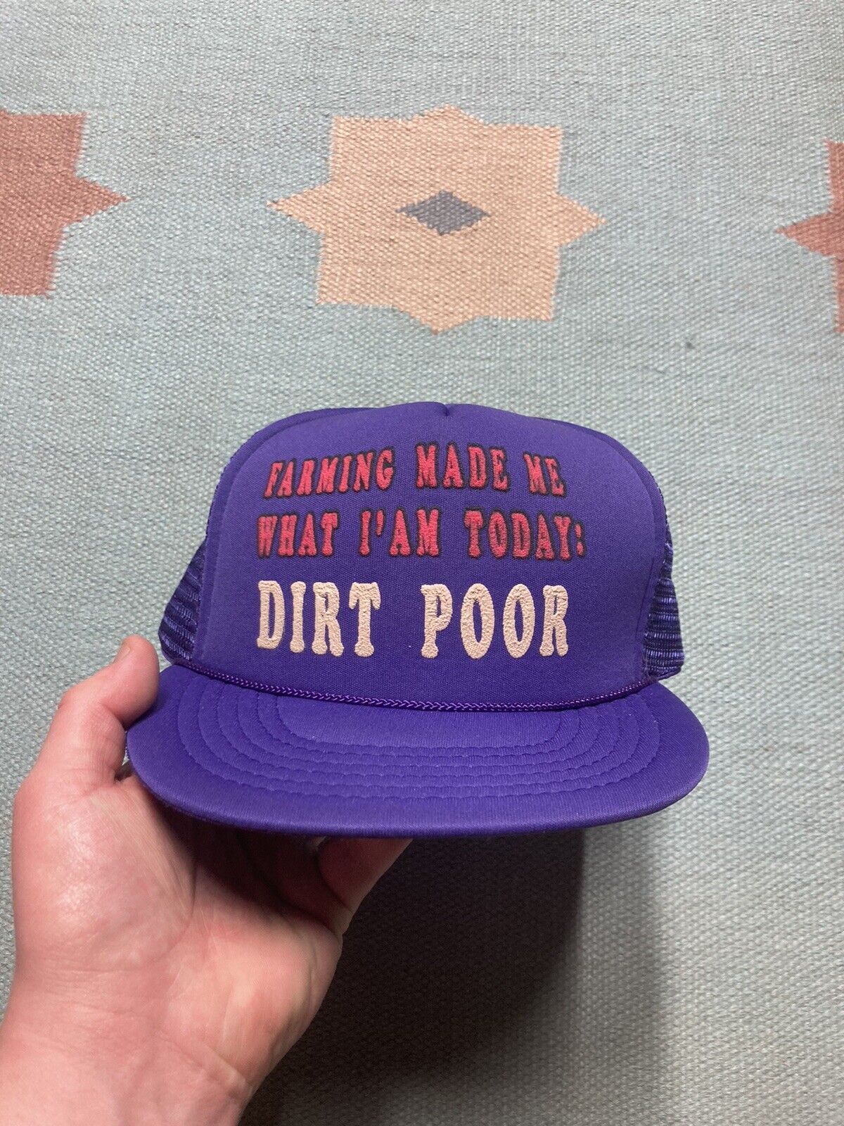 Vintage Vtg trucker hat farming made me dirt poor novelty funny Size ONE SIZE - 2 Thumbnail