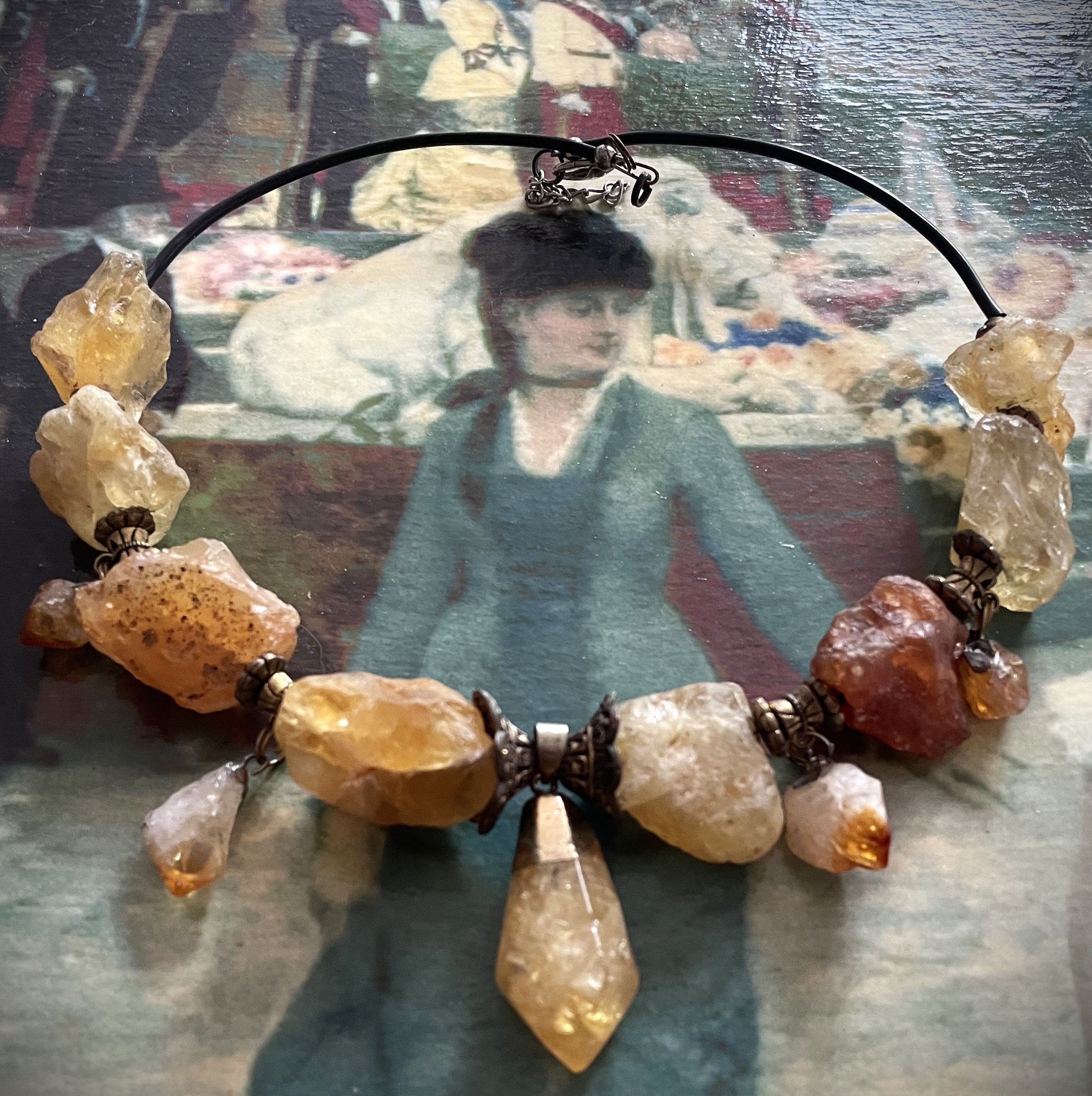 Other Vintage Style Raw Citrine Necklace – Boho Crystal Choker Size ONE SIZE - 1 Thumbnail