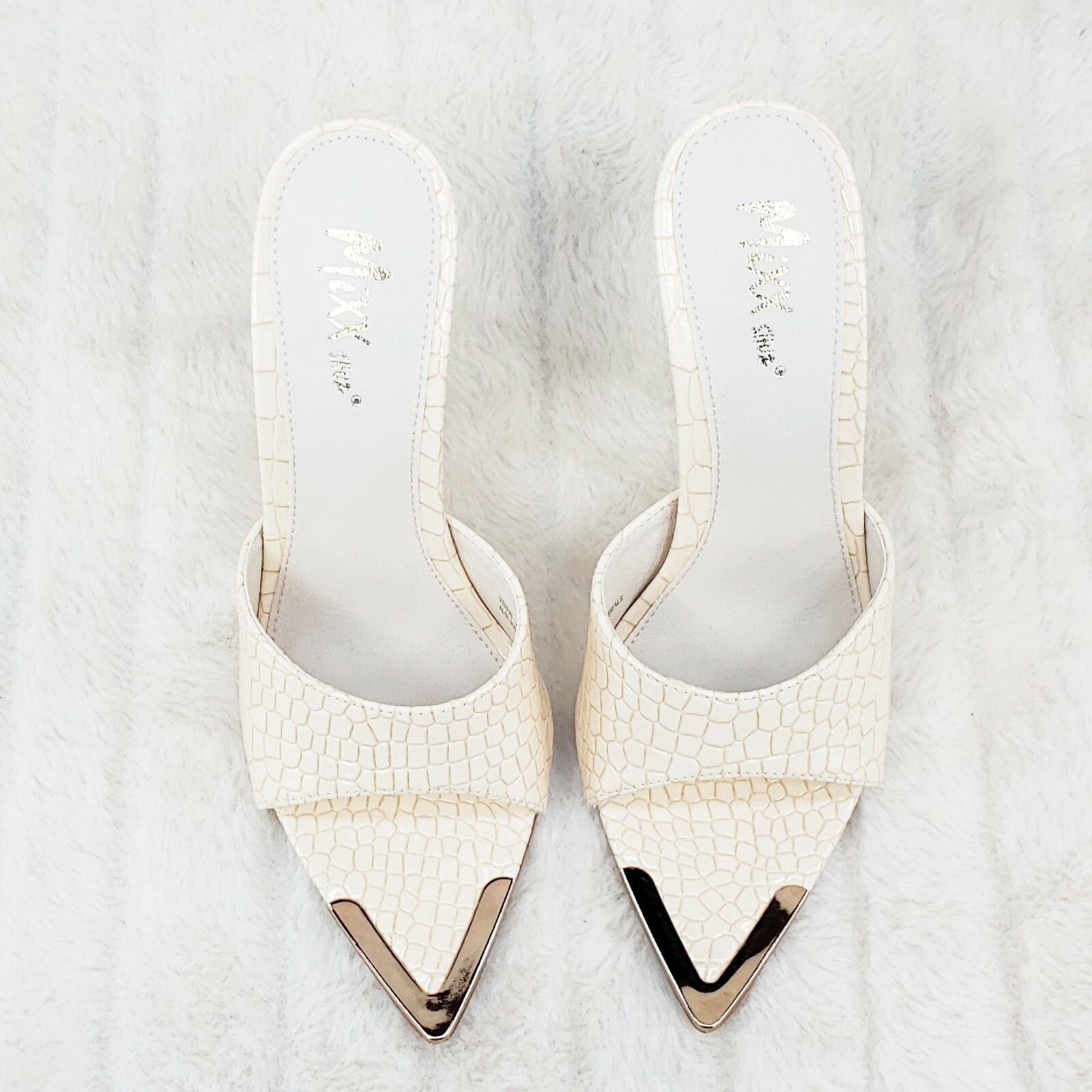 Other Venus Nude Slim High Heel Pointy Toe Slip On Sandals Slides Size US 10 / IT 40 - 8 Thumbnail