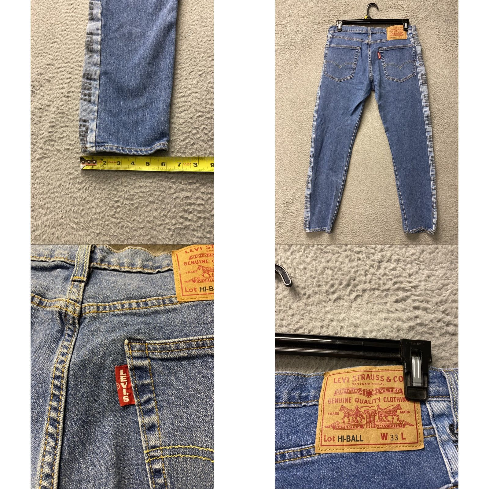 Levi's Levi's Hi Ball Jeans Mens 33x30 Slim Fit Blue Denim Zip Solid Cotton Pants Jeans Mens Size US 30 / EU 46 - 8 Thumbnail
