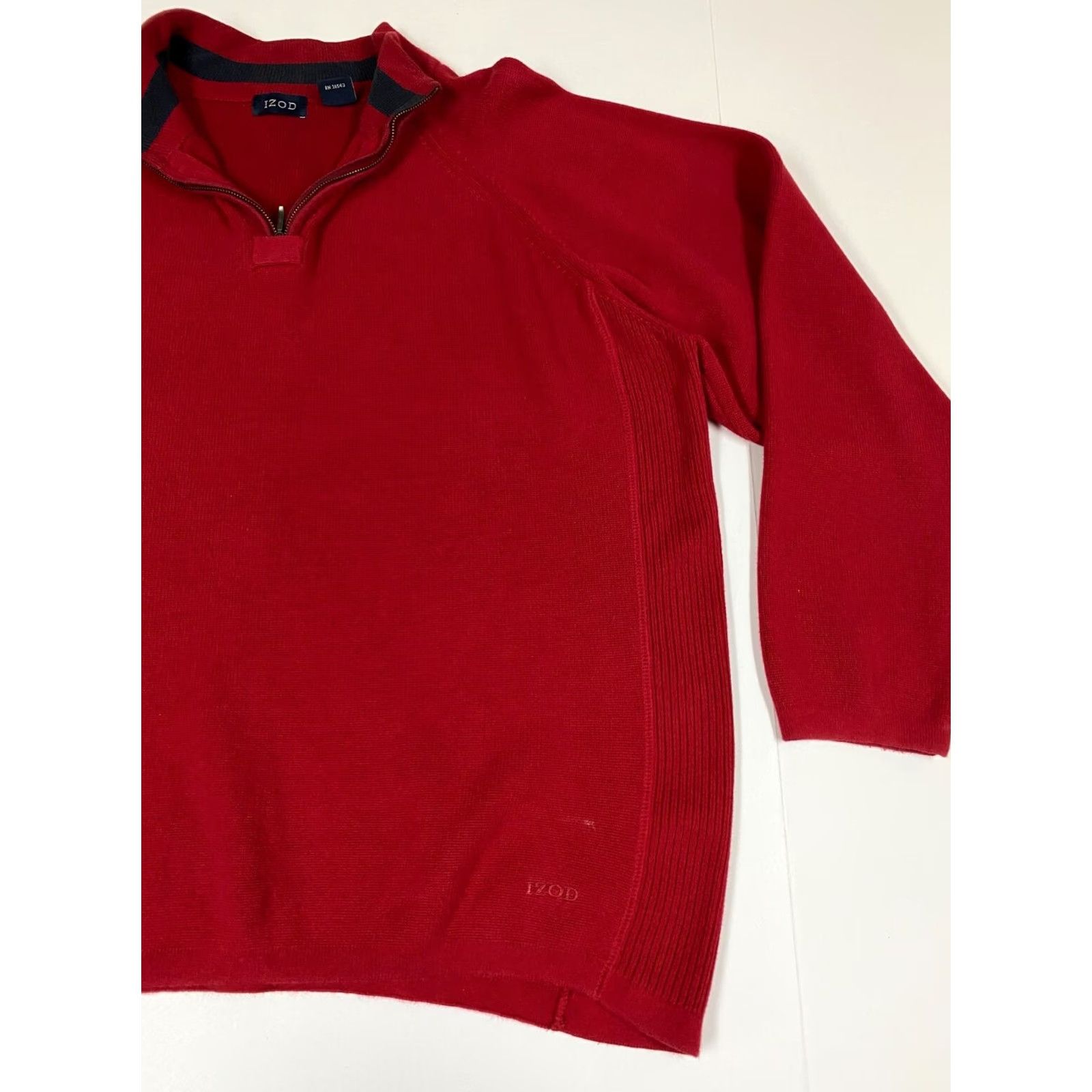 Izod IZOD Sweater Pullover 1/4 Zip Red Knit Mock Neck Mens M Regular Logo 90s 2000s Vintage? Size US M / EU 48-50 / 2 - 2 Thumbnail