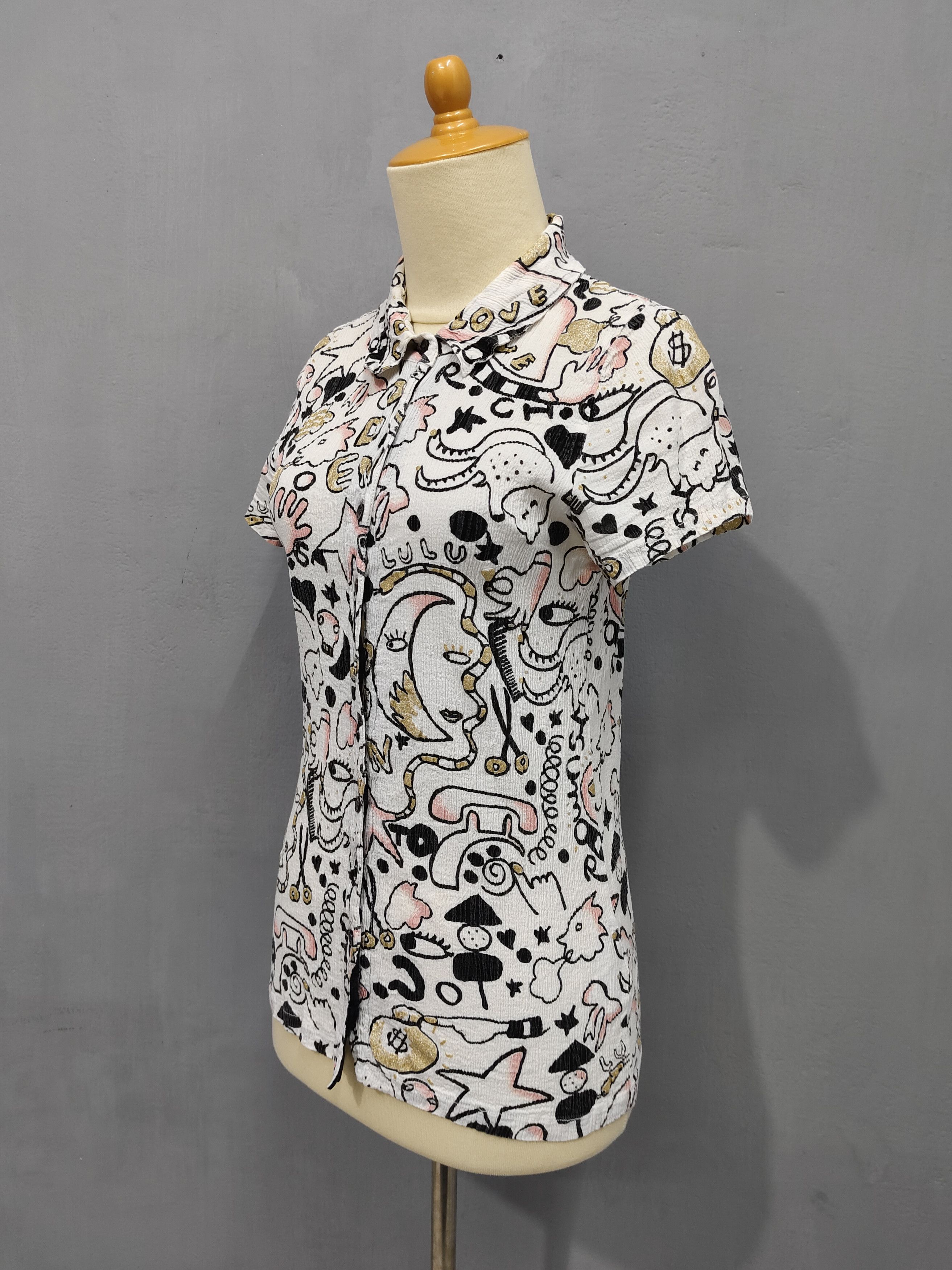Tsumori Chisato Tsumori Chisato🇯🇵 Pleats Surreal AOP Short Sleeve Shirt Size M / US 6-8 / IT 42-44 - 3 Thumbnail