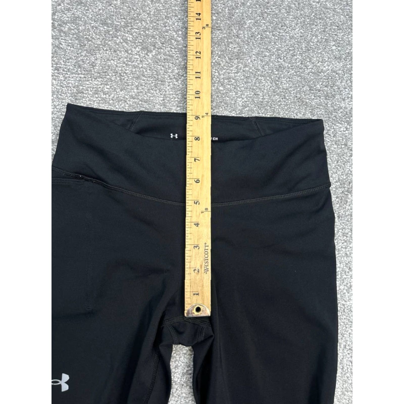 Under Armour Under Armour Leggings Women SM Black Logo Mid Rise Drawstring Womens Size 28" / US 6 / IT 42 - 4 Thumbnail